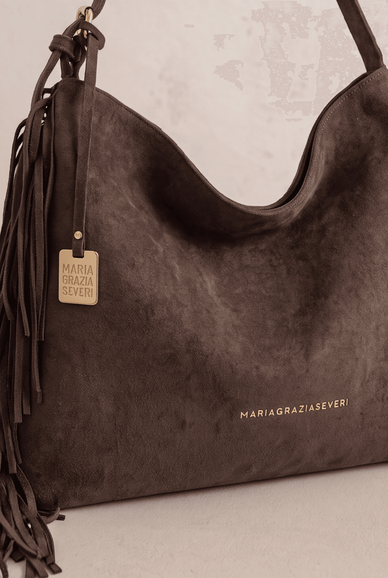 Maria Grazia Severi SSD25550-1 borsa hobo scamosciata con frange