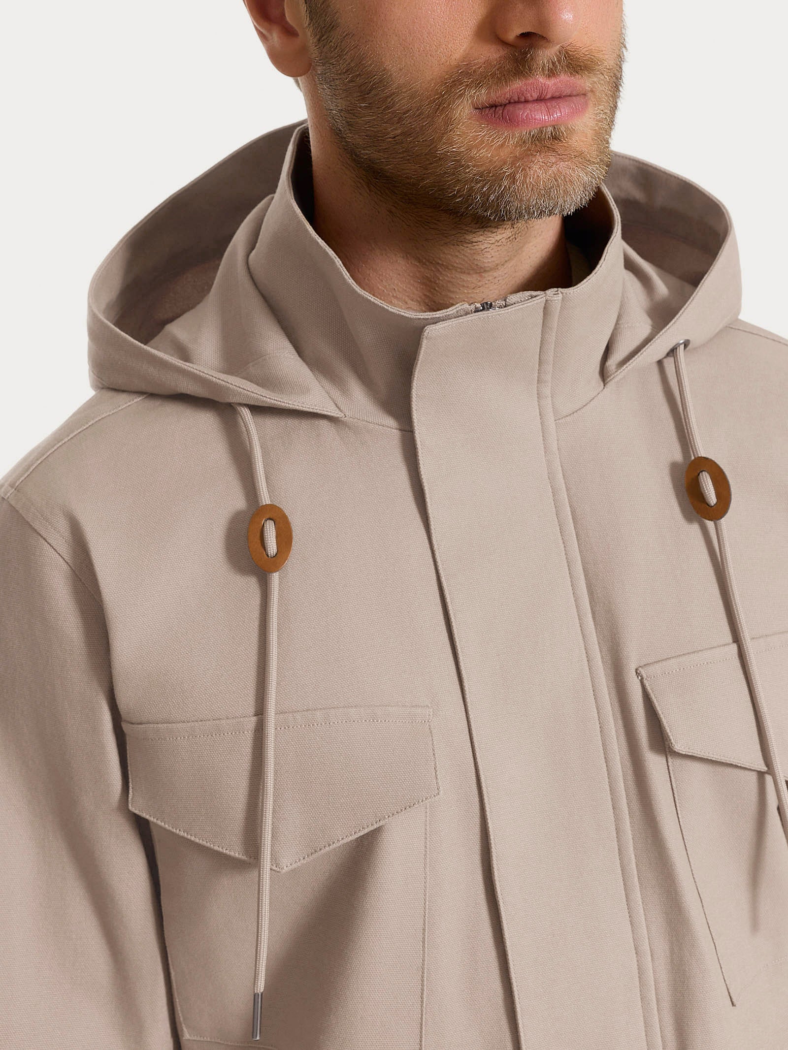 Ragno Canvas Stretch Cappotto con cappuccio String uomo