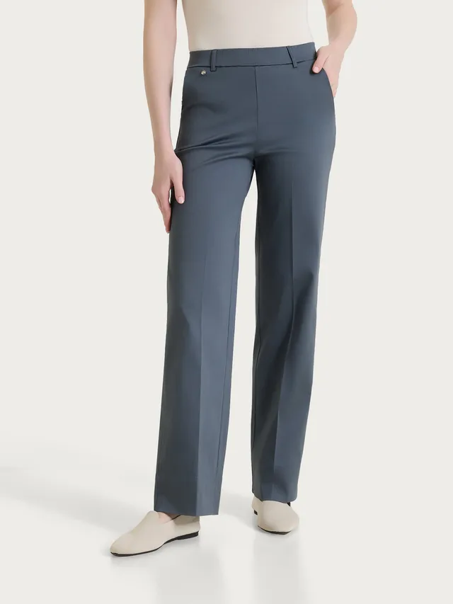 Ragno Satin Power pantalone dritto con tasche e risvolto Turbulence