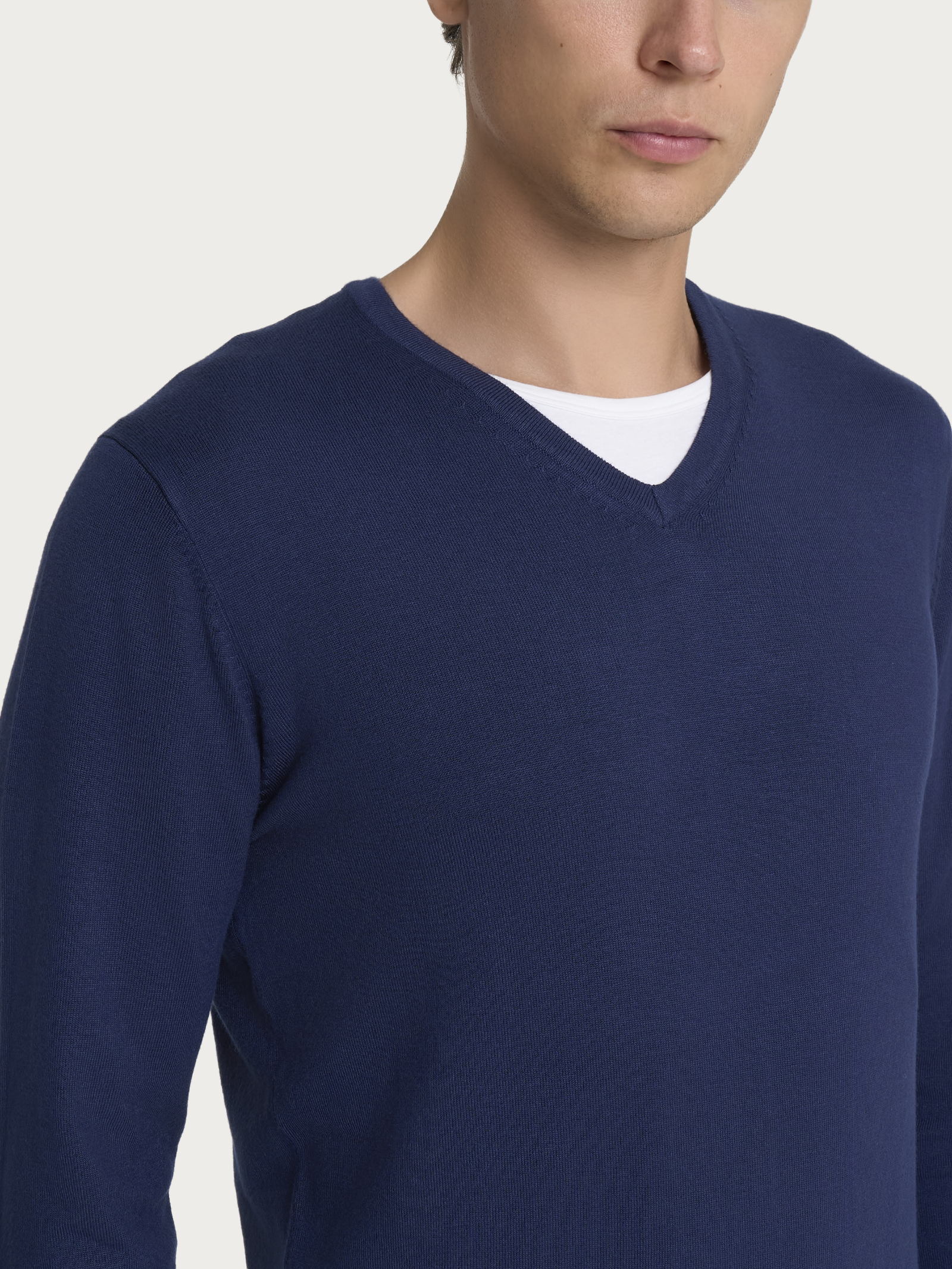 Ragno Four Seasons Pull scollo a V pullover uomo blu Set Sail viscosa
