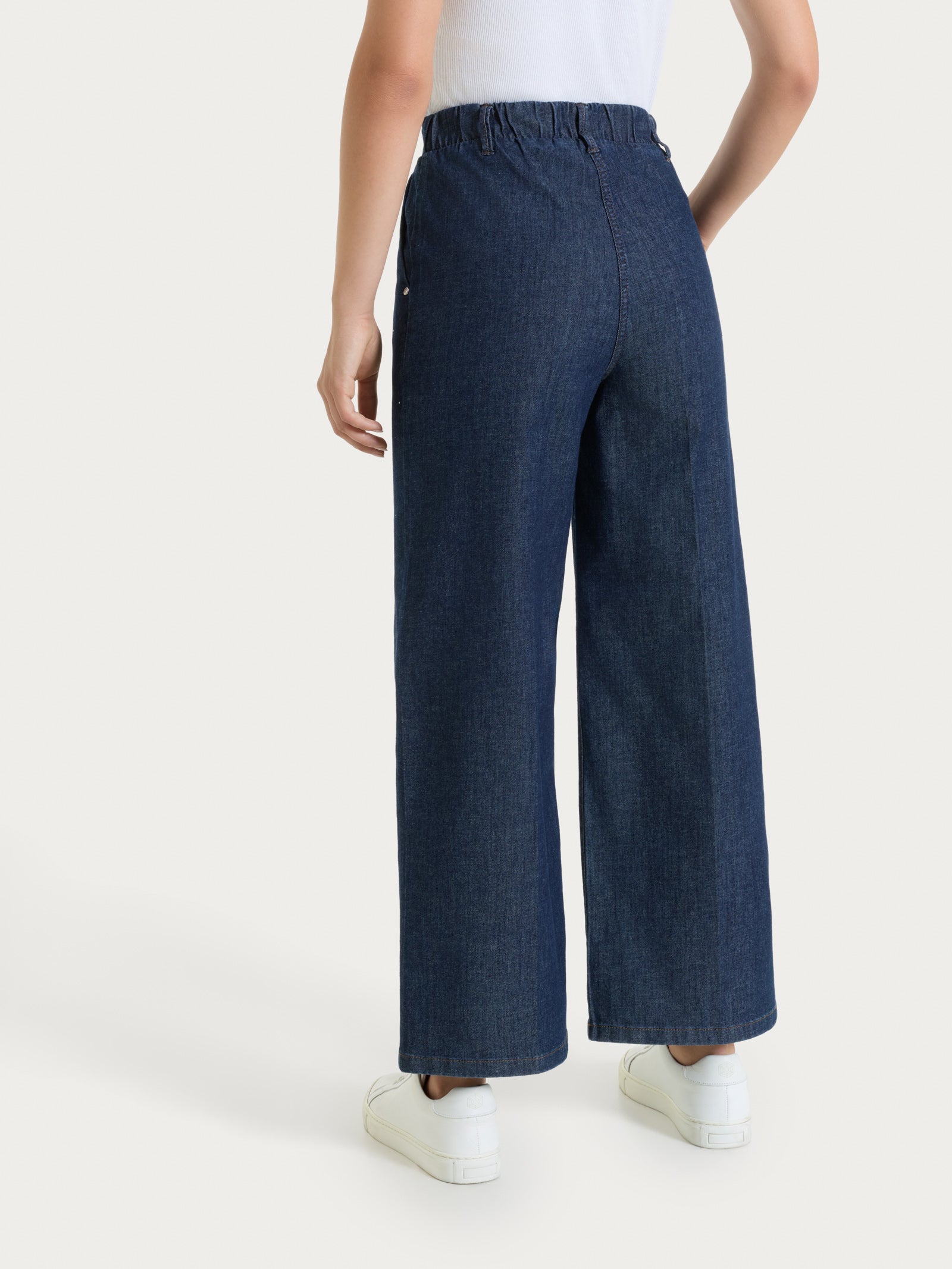 Ragno Super Denim jeans ampio strass Indigo cotone elasticizzato