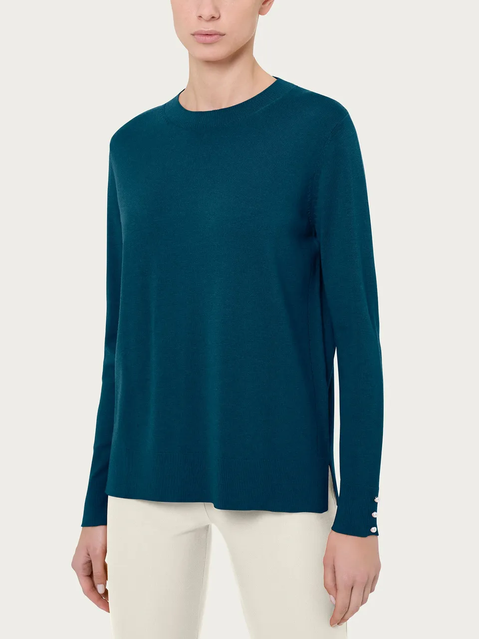Ragno Merino Soft Maglia Girocollo Perline Reflecting Pond lana