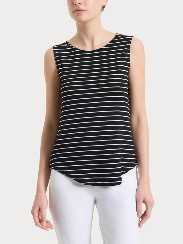 Ragno Summer Light Top Righe Spalla Larga Fant.Nero viscosa