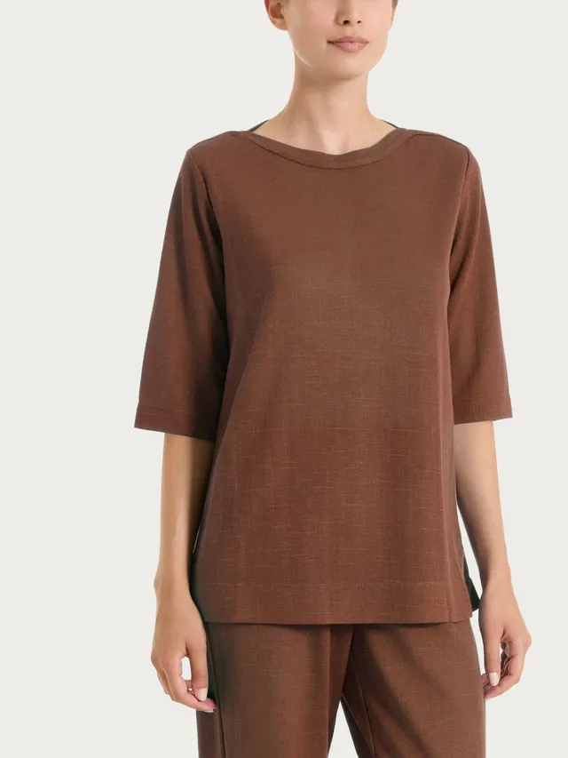 Ragno Summer Slub maglia scollo barchetta Chocolate manica 3/4