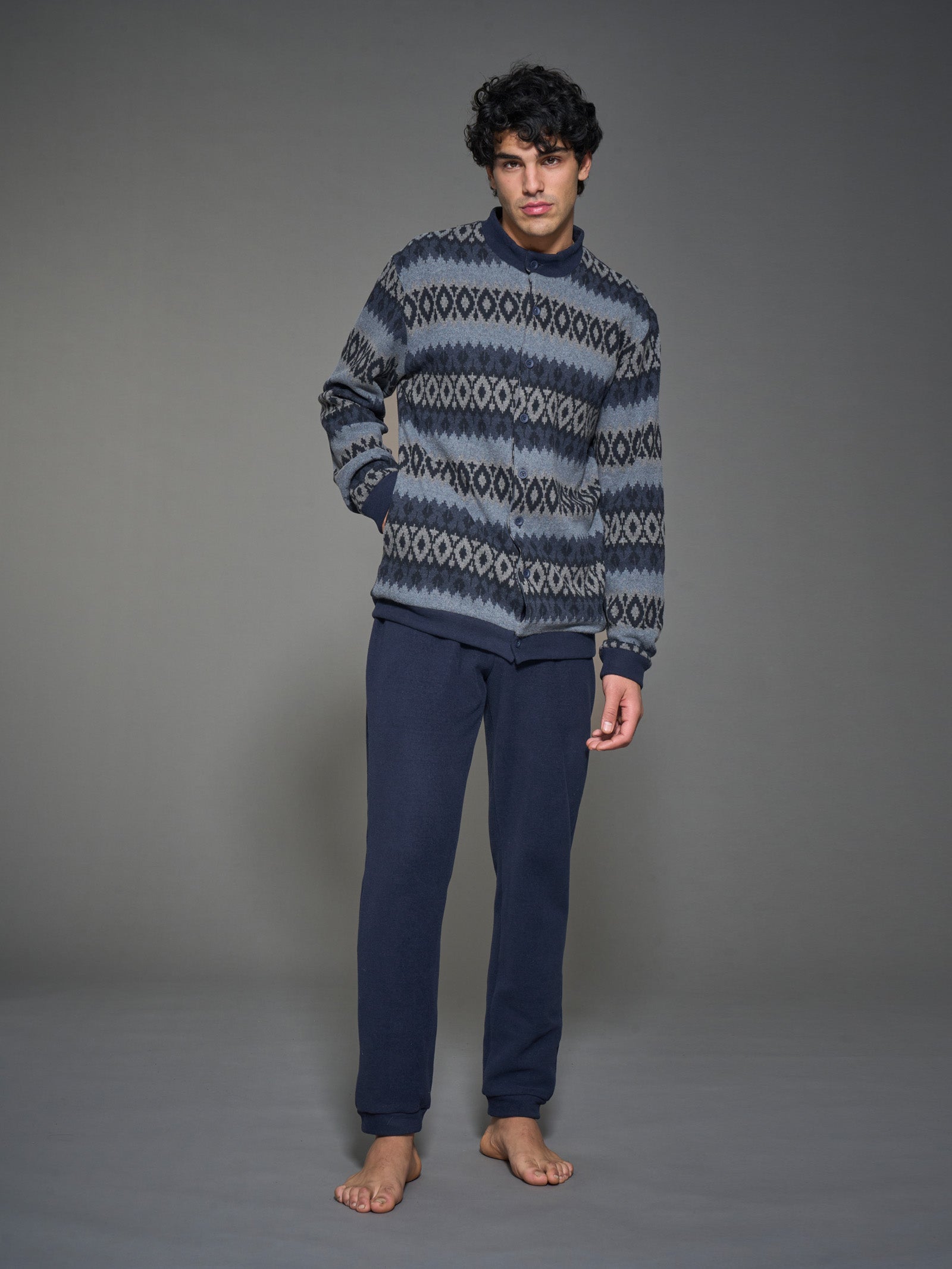 Ragno Pigiama Aperto Cotton Eco Pile Fucile Mel uomo