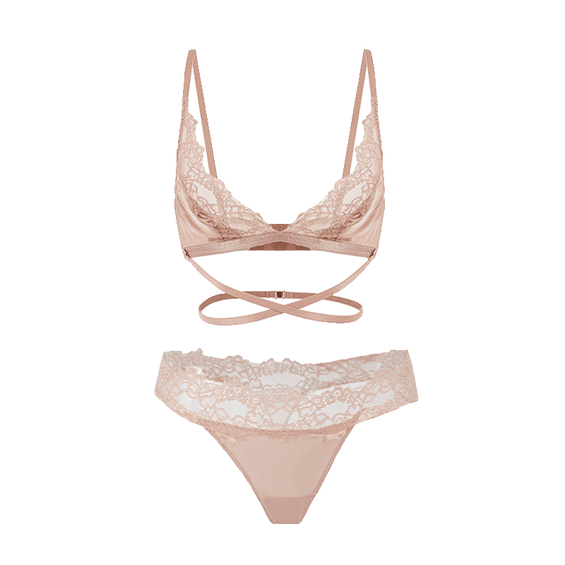 Maria Grazia Severi Lace & Silk Strappy completino rosa pizzo e seta