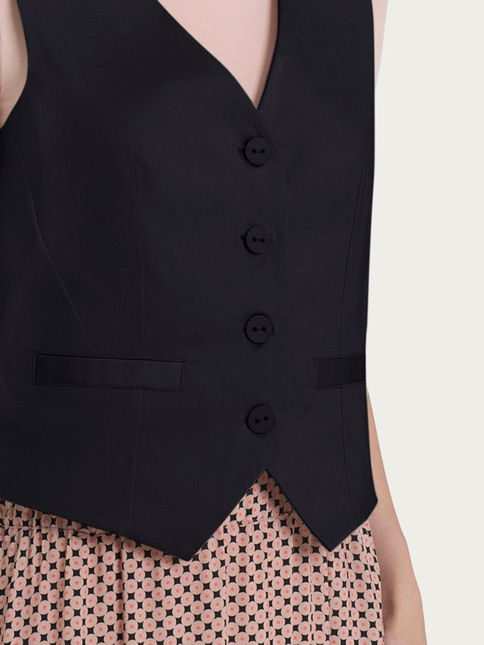 Ragno Satin Power Gilet 4 Bottoni Nero Cotone