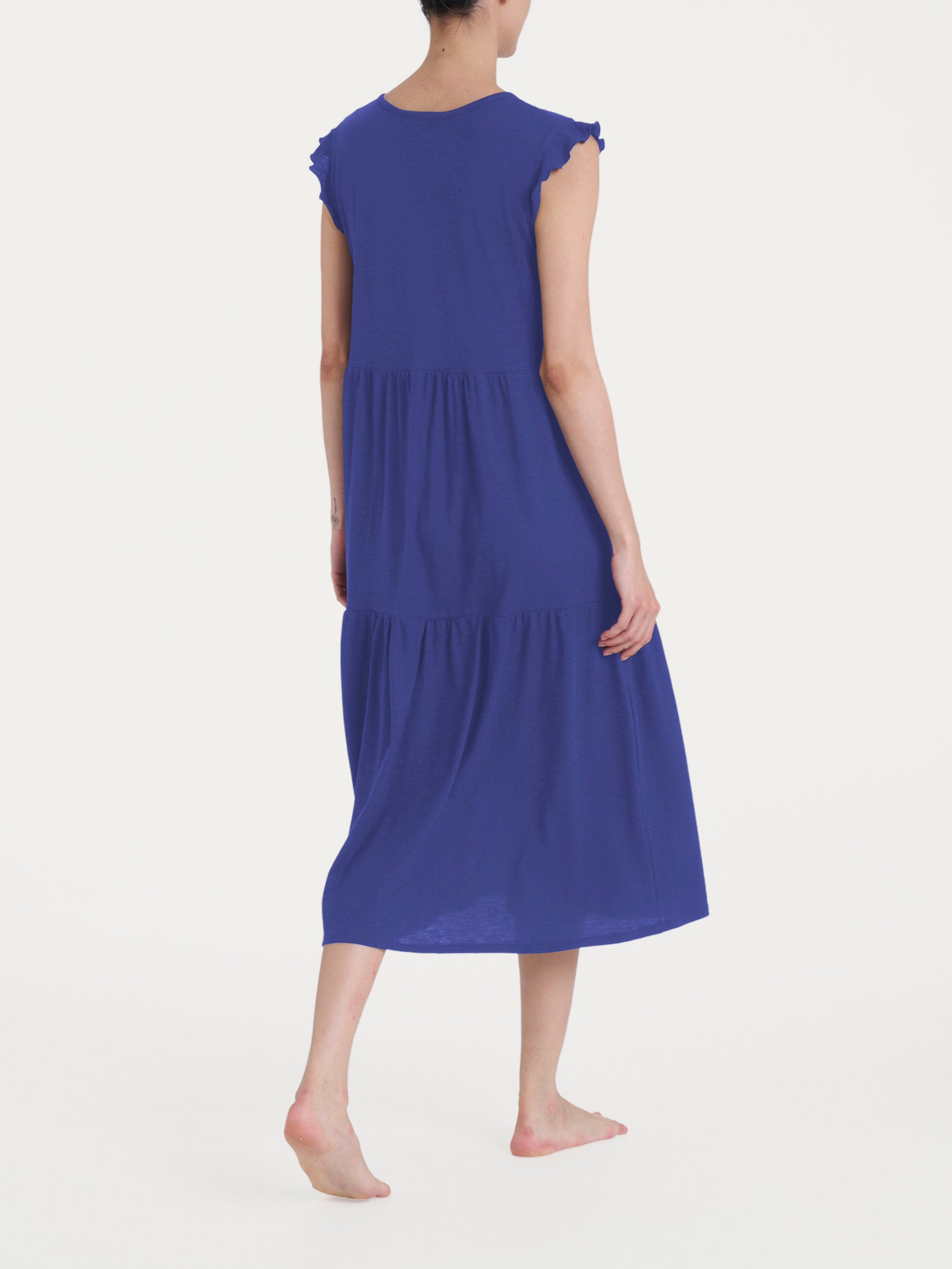 Ragno Jersey Cotone abito lungo scollo V Skipper Blue