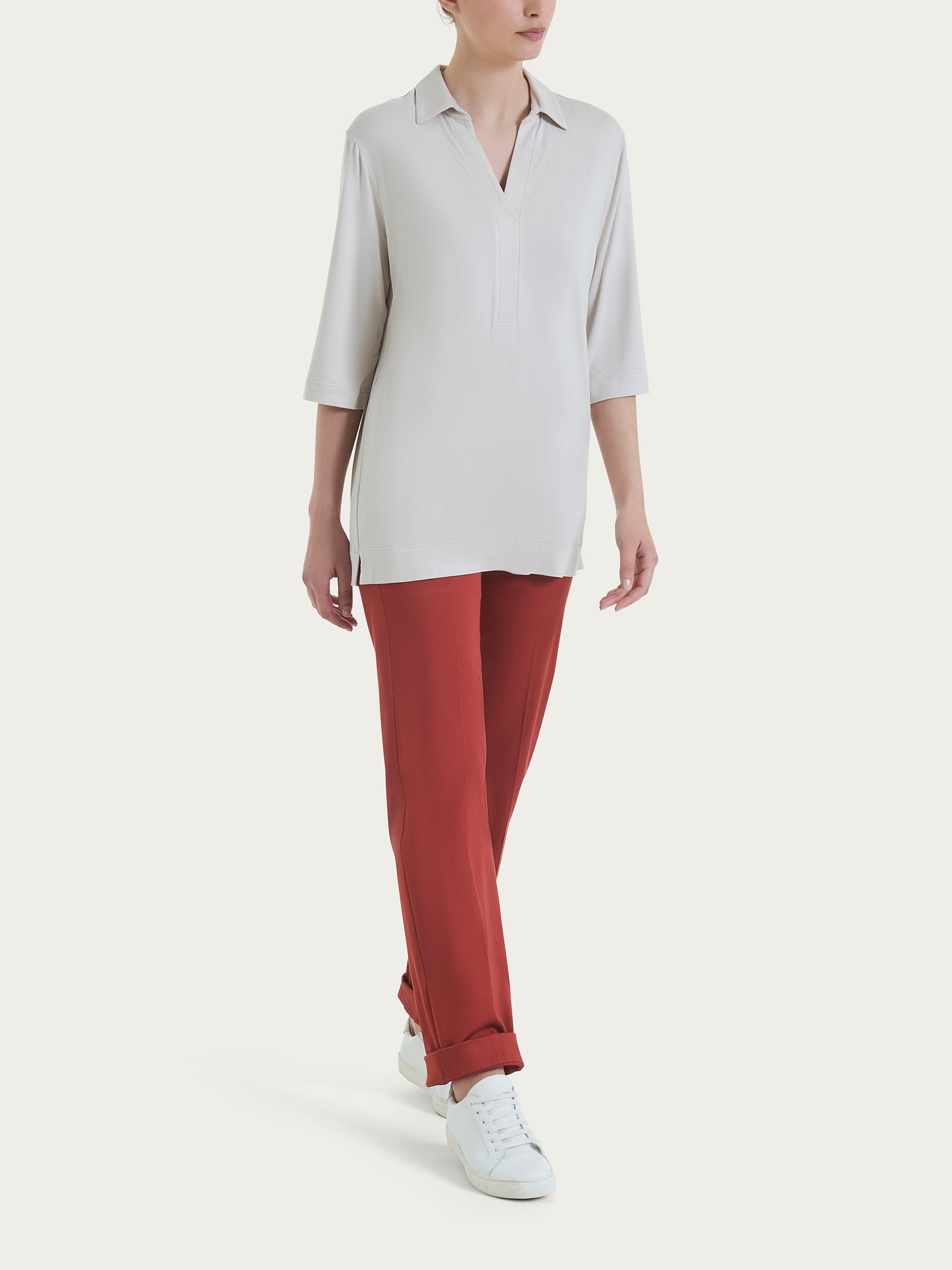 Ragno Viscosa Summer Polo Manica 3/4 Maglietta Champignon viscosa