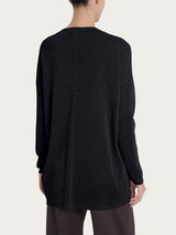 Ragno Crêpe Lurex Cardigan Senza Bottoni Nero luminoso