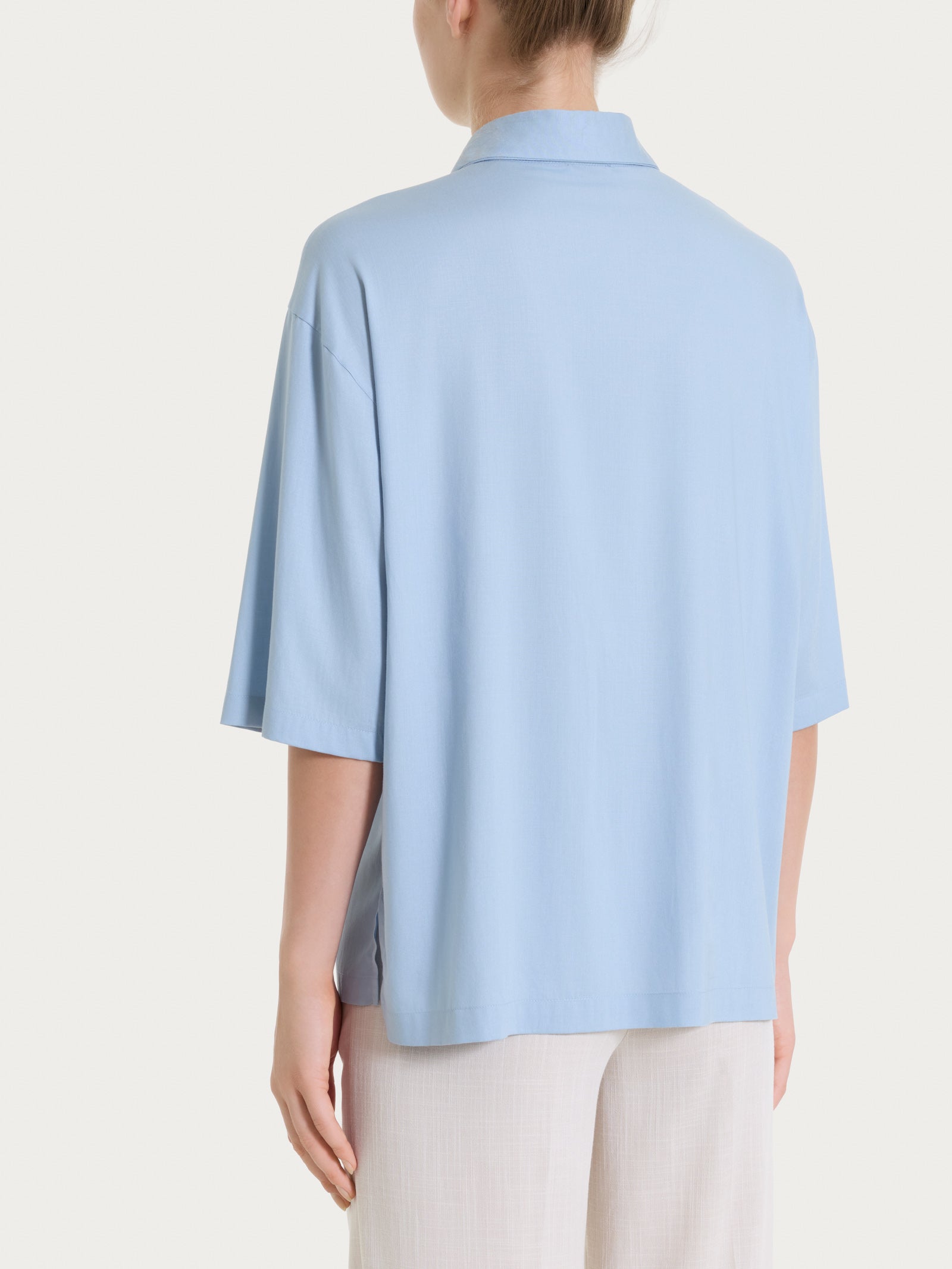 Ragno Voile Stretch Camicia Manica 3/4 Azzurra