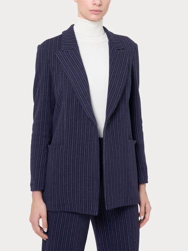 Ragno Eco Jacquard blazer over gessato blu destrutturato