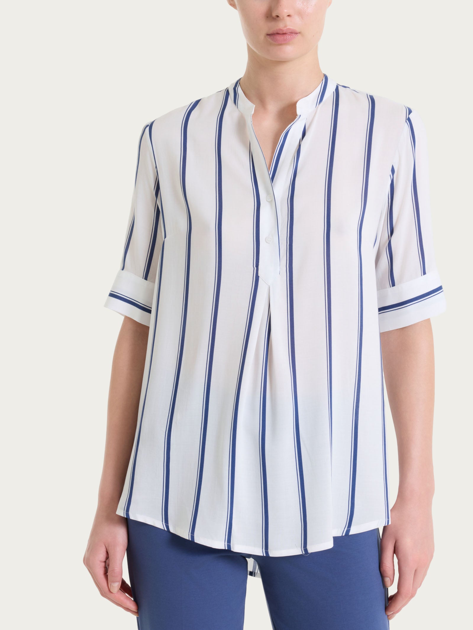 Ragno EcoSeta Blusa Righe Manica Corta Oceana