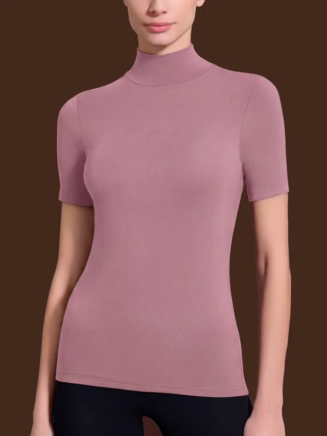 Ragno Eco Viscosa maglietta collo alto Lilas manica corta