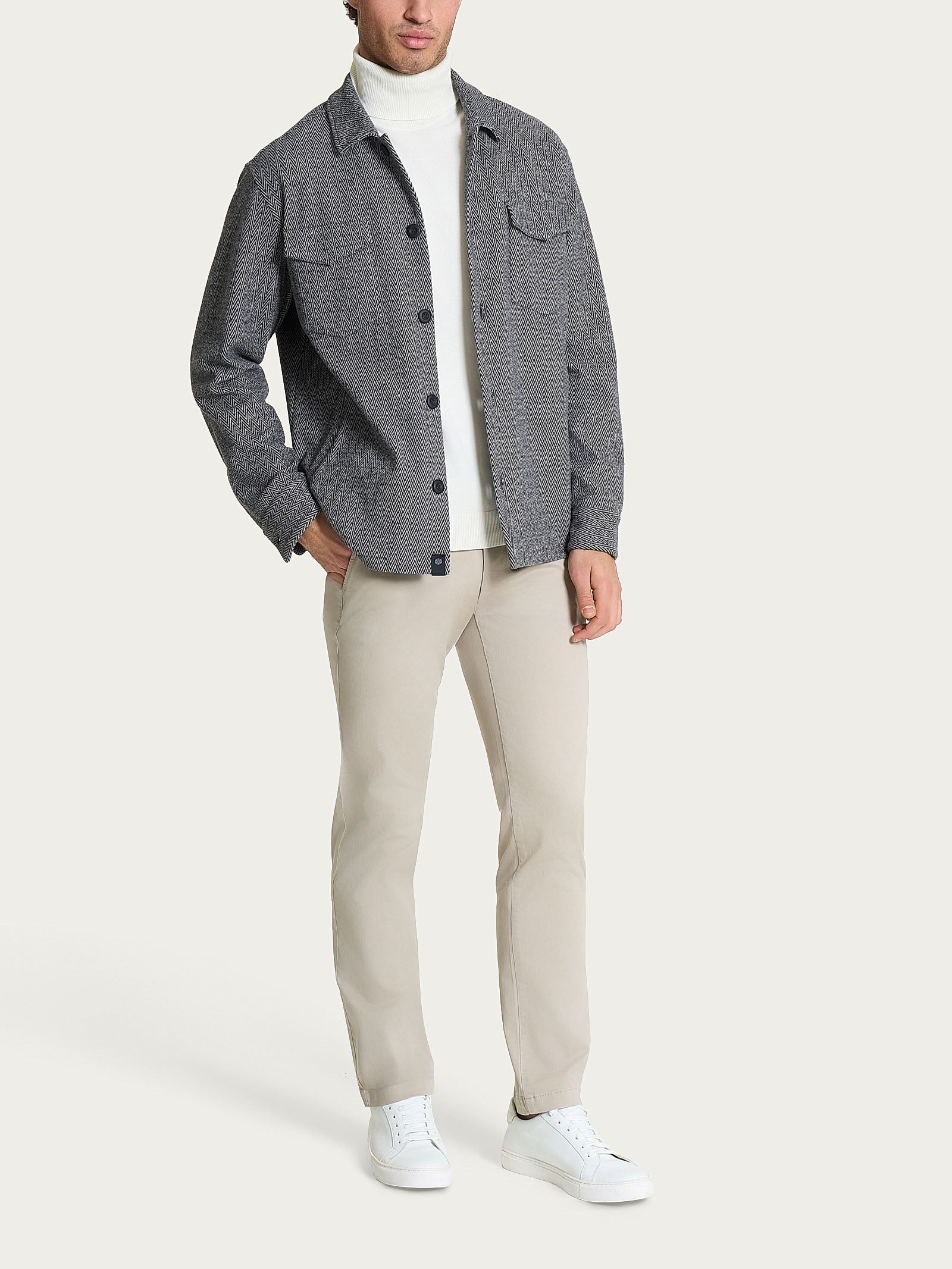 Ragno Jacquard Shacket Uomo Fant.Ardesia Mel. Misto Cotone