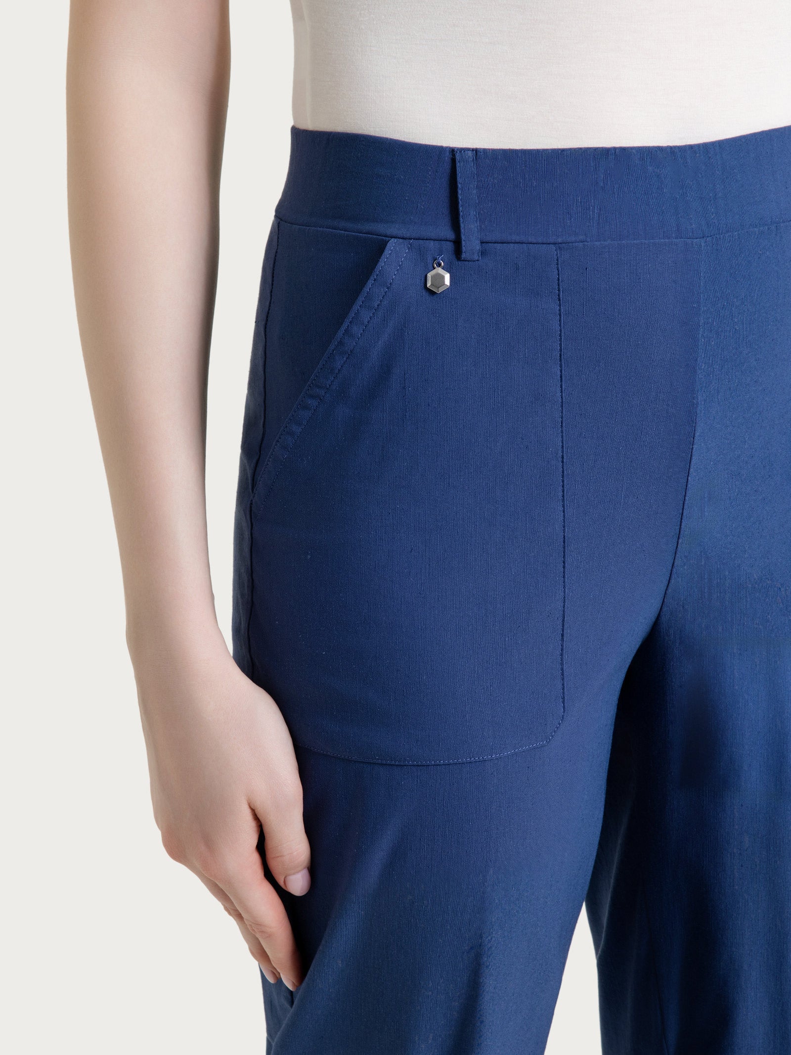 Ragno Pantalone Carota Tapered Lino Oceana Tasche