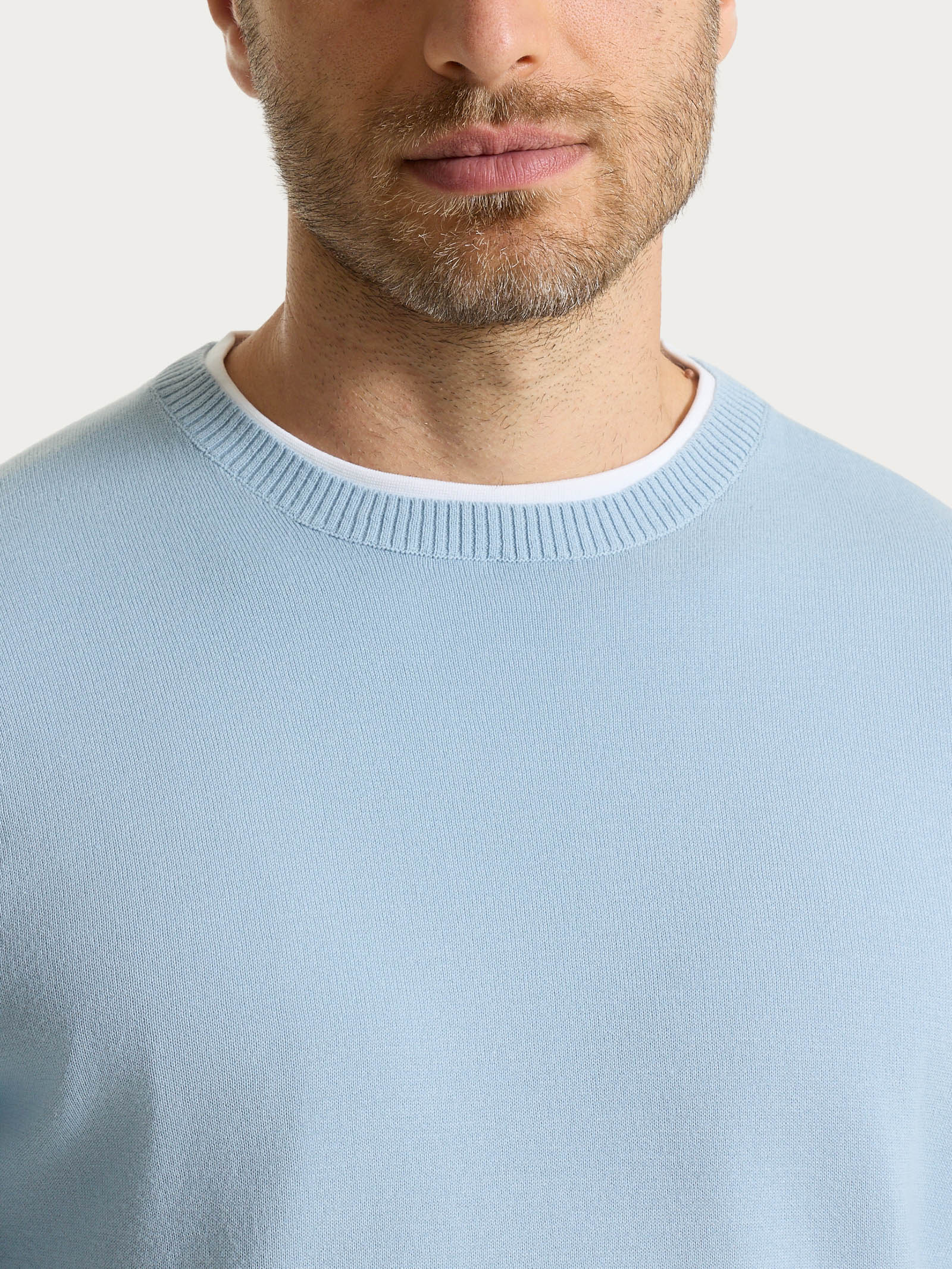 Ragno Puro Cotone Maglia Girocollo Dusty Blue Uomo