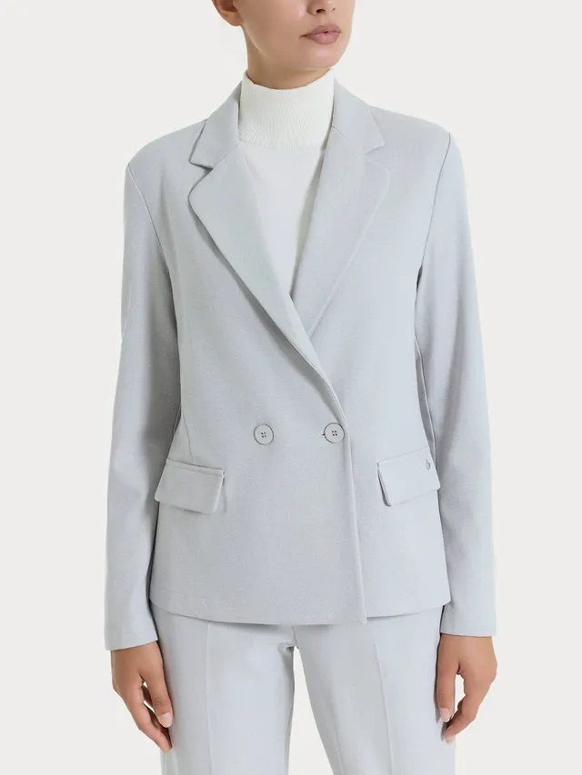 Ragno blazer doppio petto flanella ghiaia melange elegante