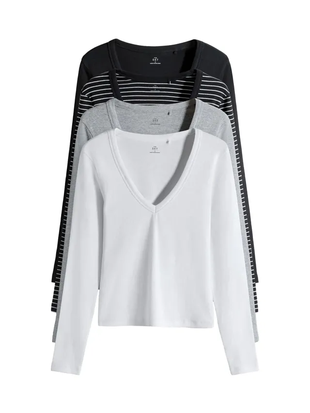 Geo Next The Set Maglia Manica Lunga Scollo V Maglietta 4 Pezzi XL