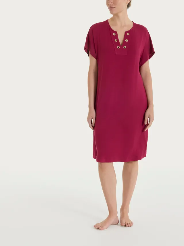 Ragno Beachwear Occhielli abito Beet Red in viscosa fresca
