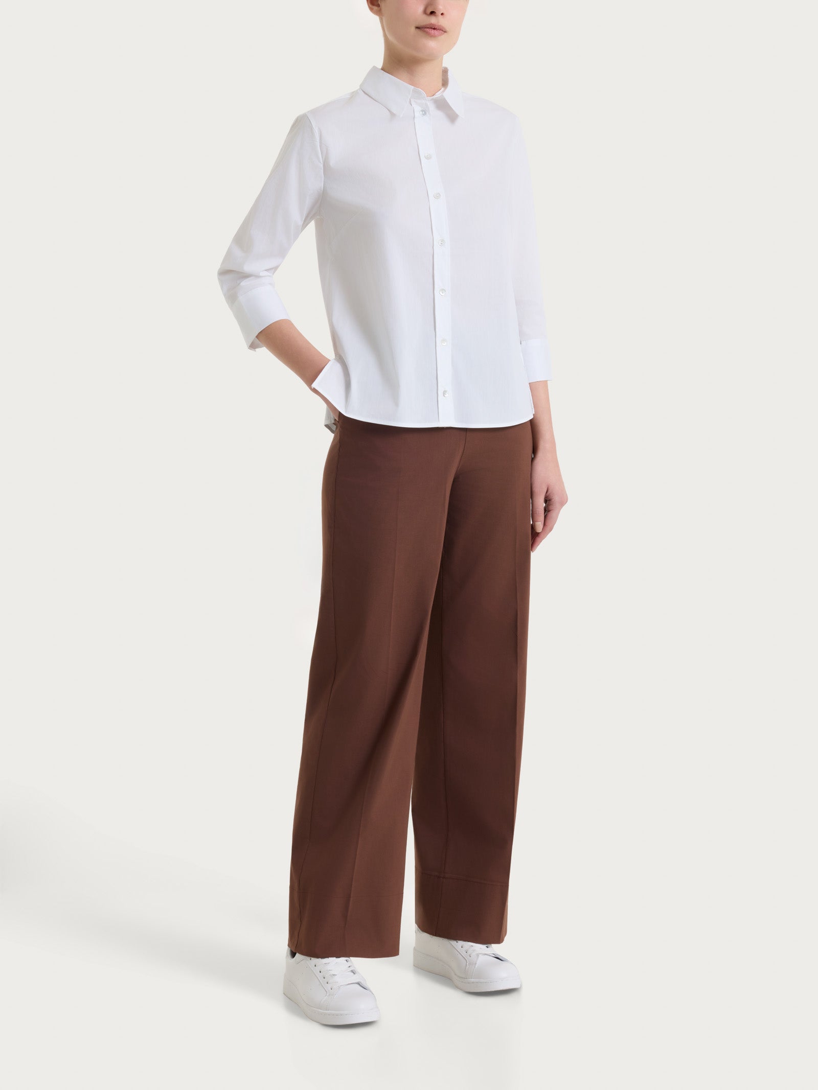 Ragno Puro Cotone camicia manica 3/4 Bianco
