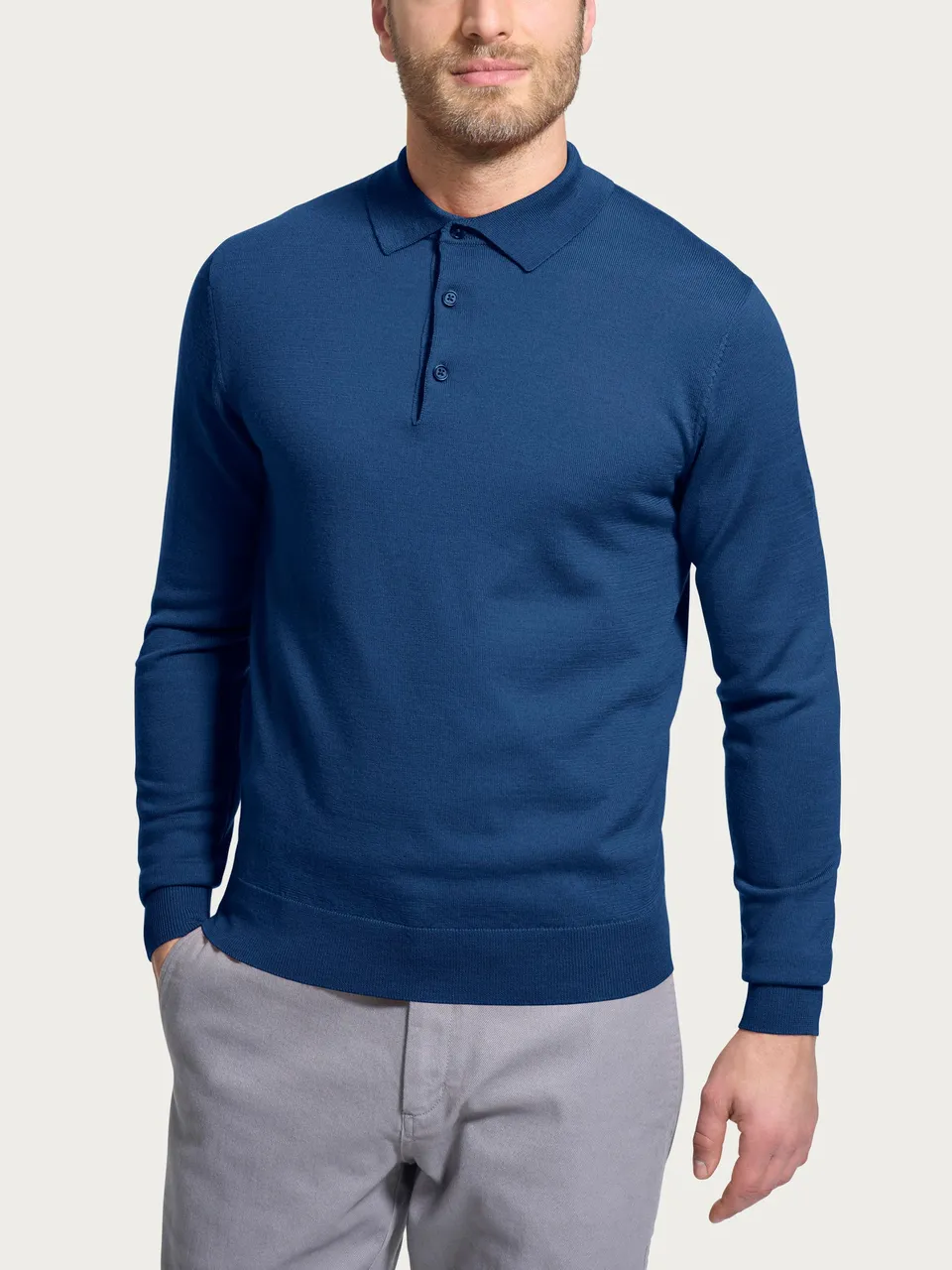 Ragno Merino Soft Polo lana uomo Blu Cobalto pura lana
