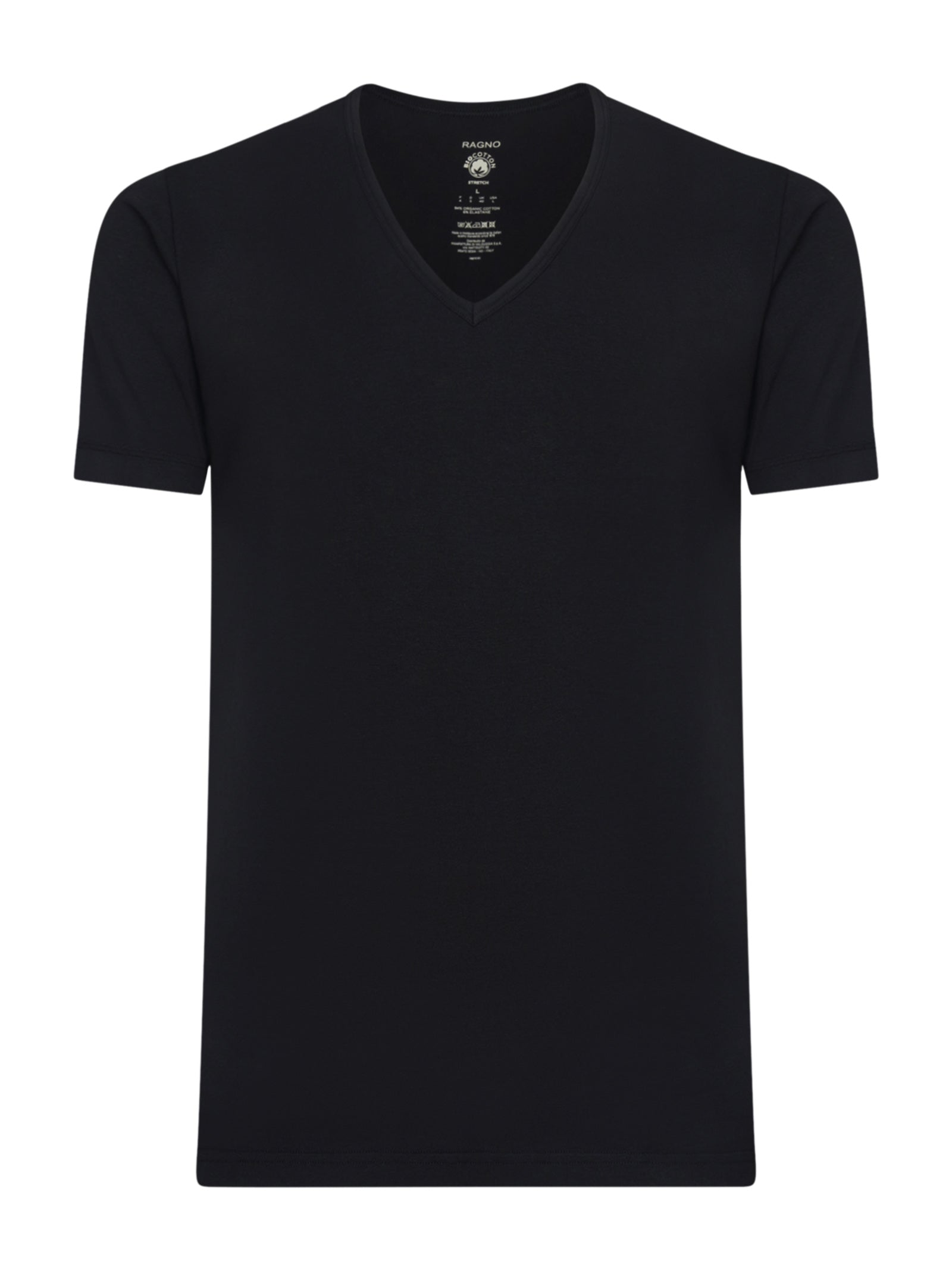 Ragno Comfort maglietta uomo scollo a V nero manica corta