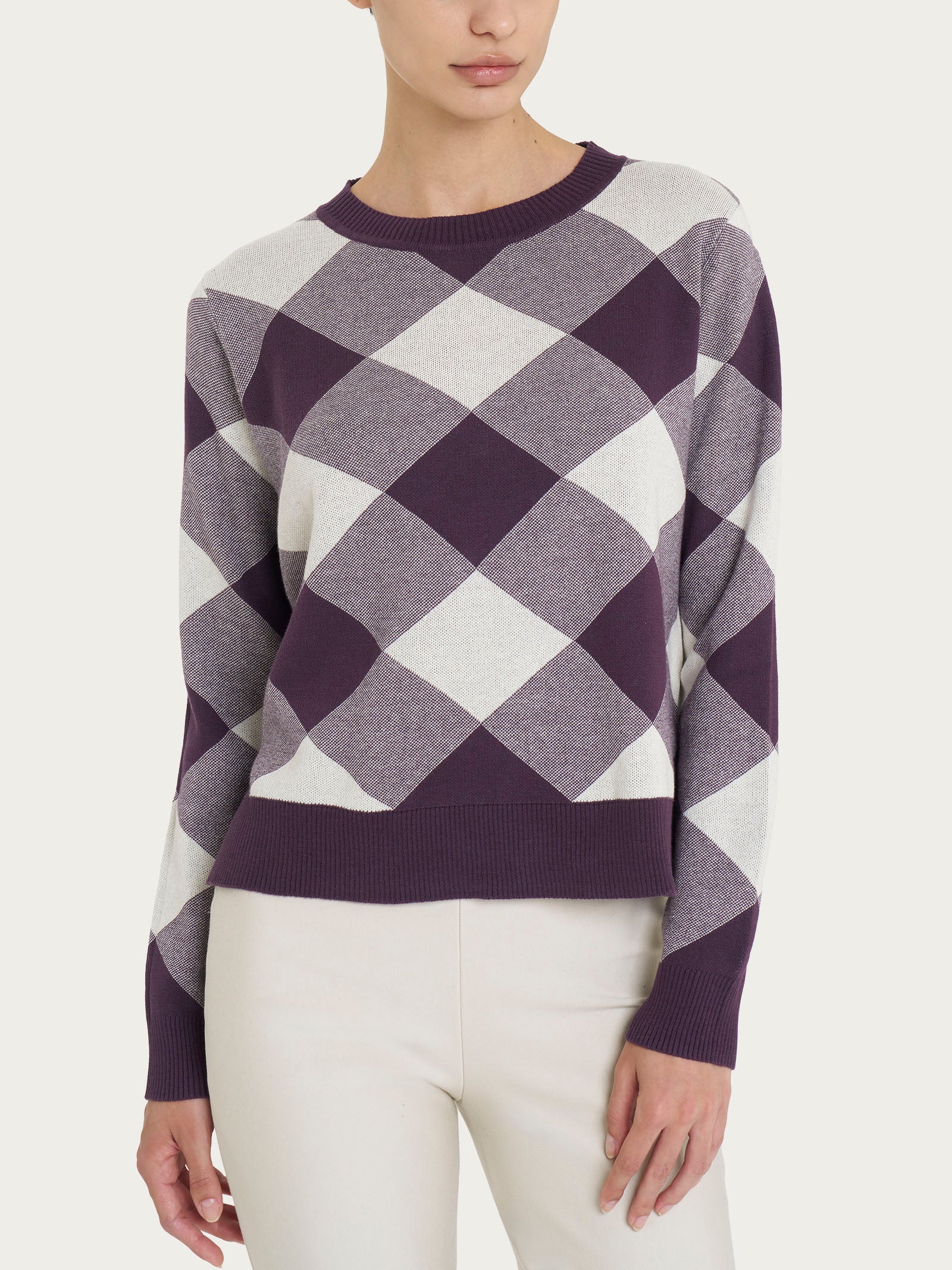 Ragno Winter Cotton maglia girocollo Plum Perfect puro cotone