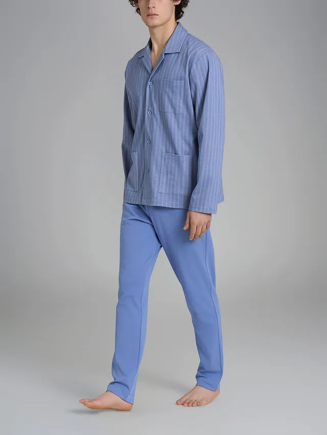 Ragno Interlock Pigiama Uomo Aperto Cotone Colony Blue