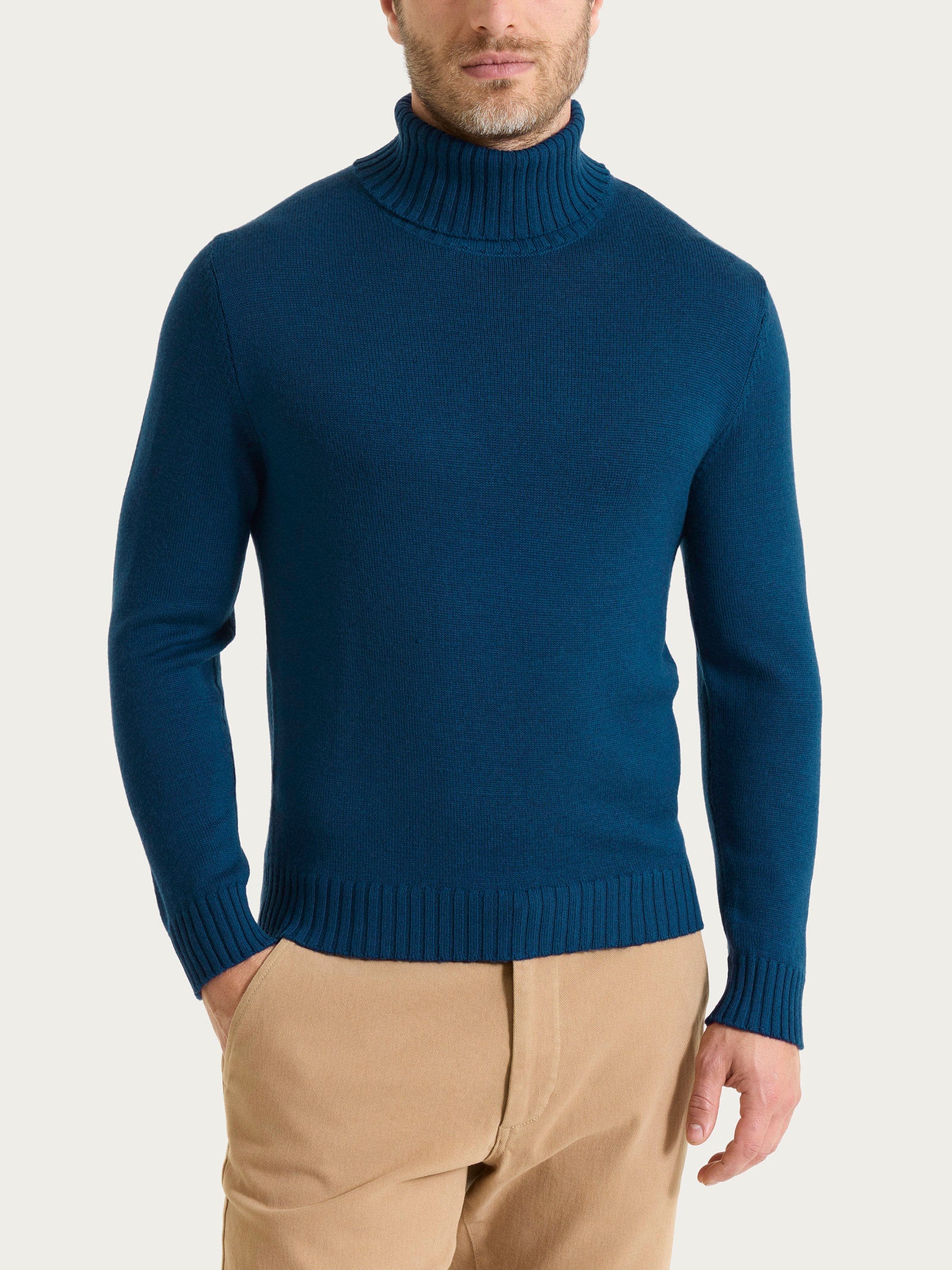 Ragno Merino Soft Dolcevita uomo Aviazione lana