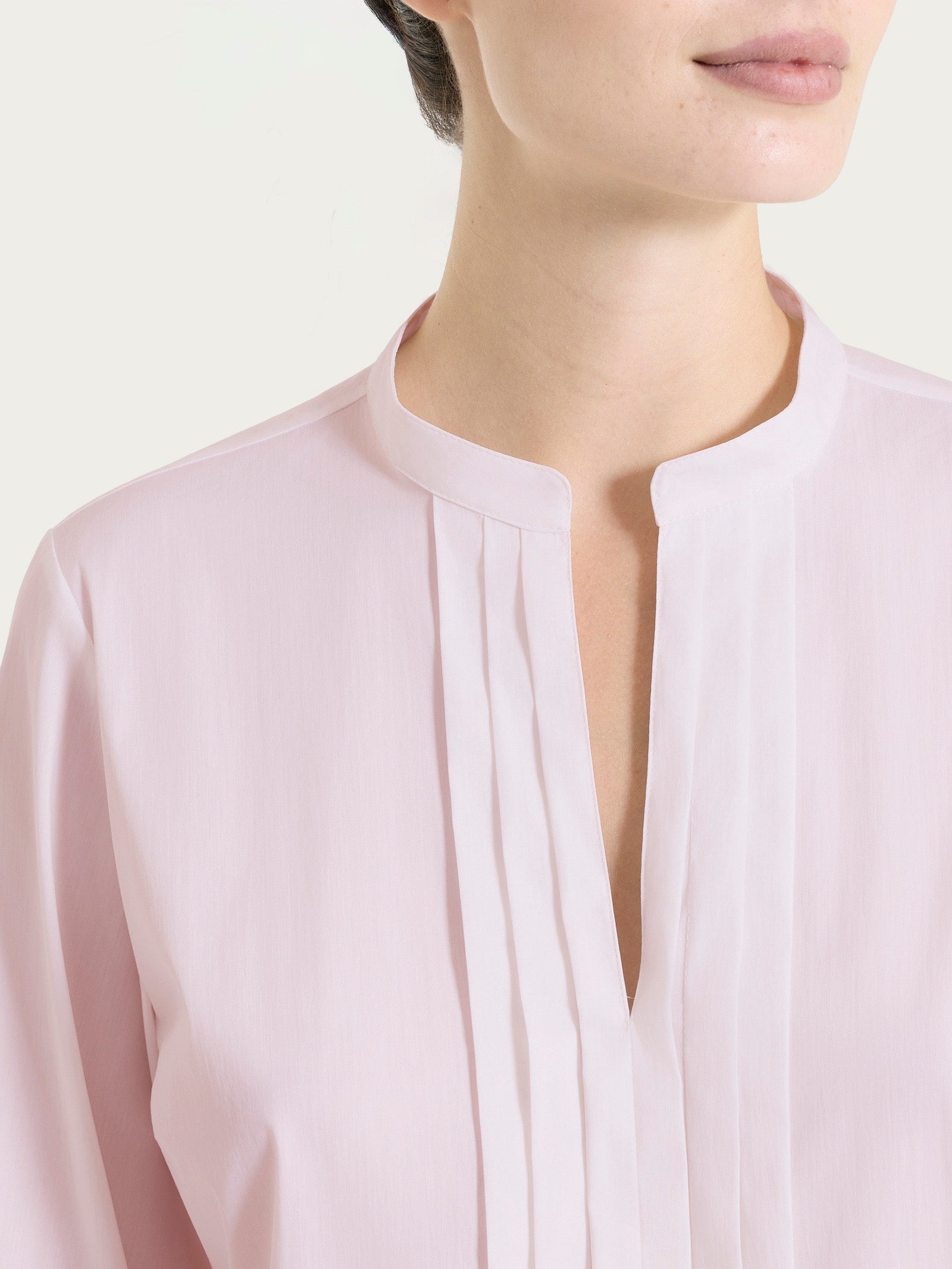 Ragno Camicia Pieghe Frontali Poplin Cotone Manica 3/4 Pale Lilac