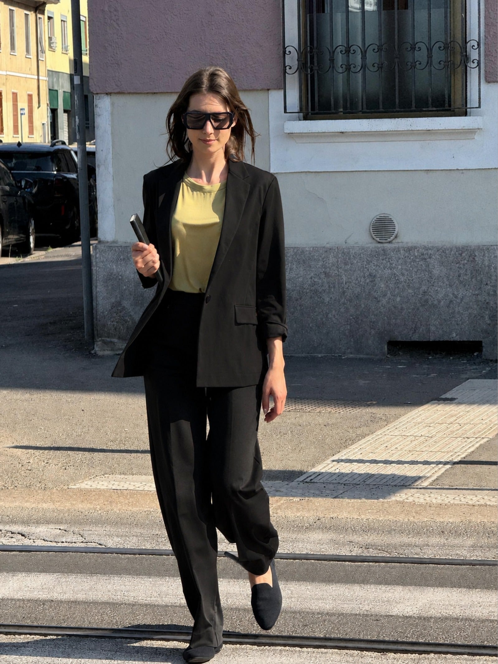 Ragno Compact Light Pantalone Palazzo con Tasche pantaloni nero
