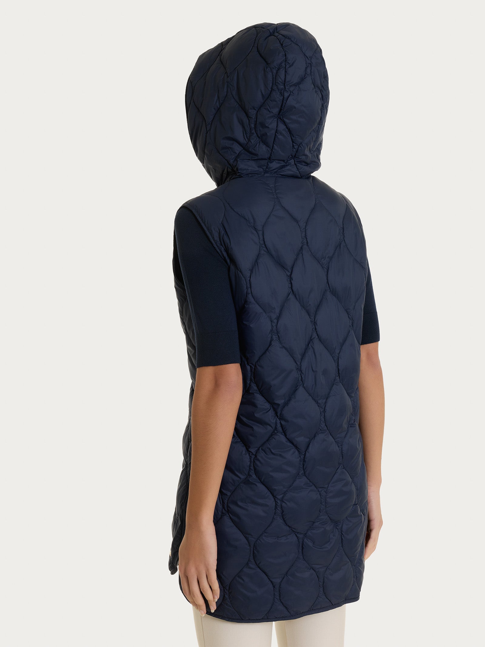 Ragno Onion Quilt piumino smanicato cappuccio blu