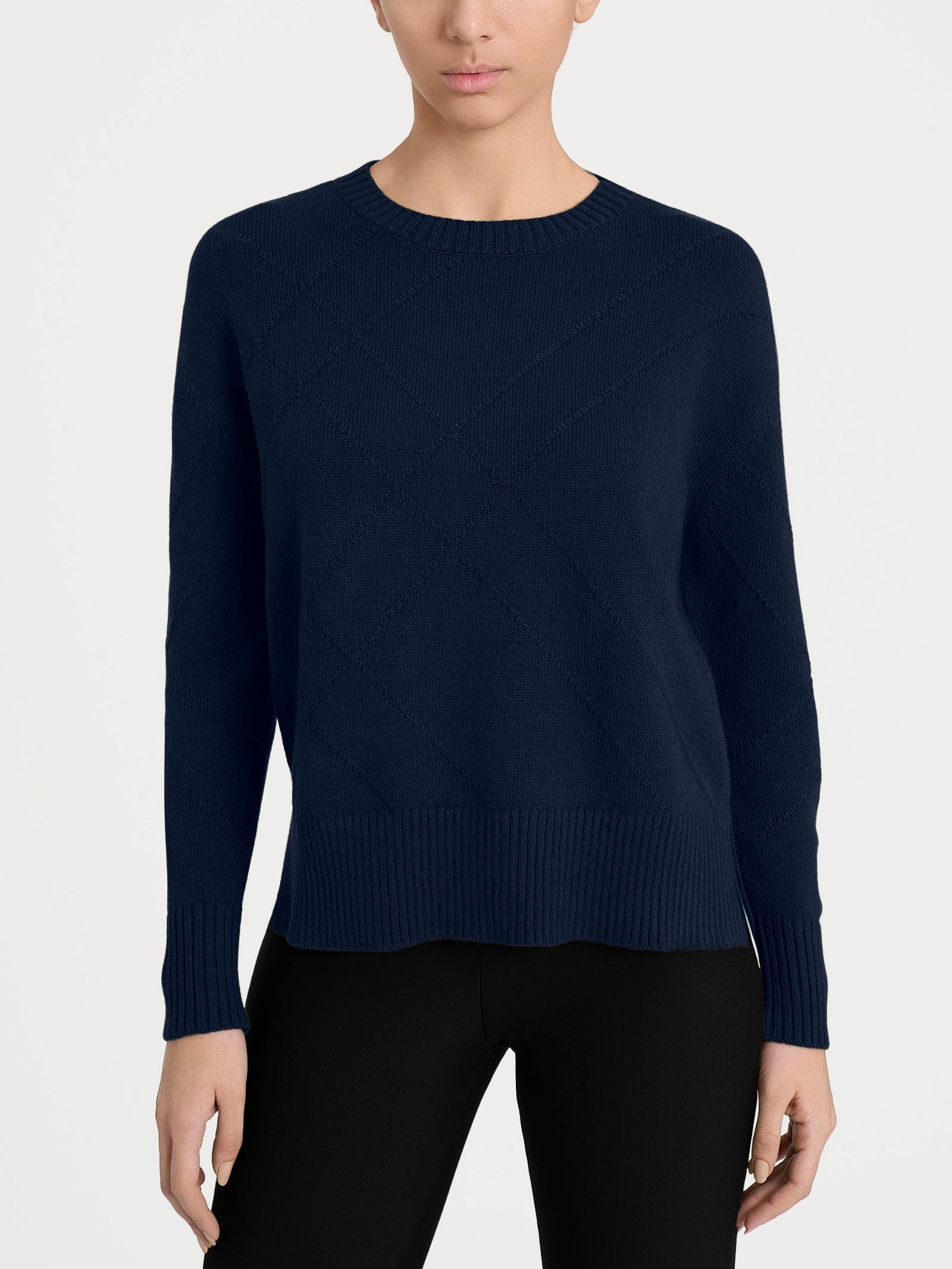 Ragno Four Seasons Maglia girocollo check Bleu viscosa
