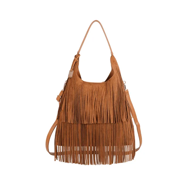 Maria Grazia Severi JL448 Borsa Hobo Scamosciata con Frange