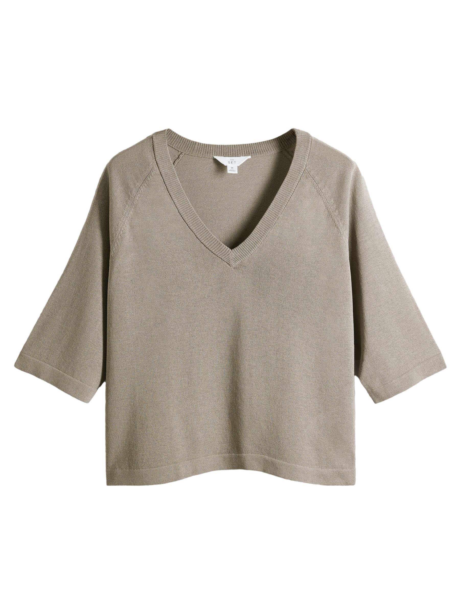 Geo Next The Set 3 t-shirt maglia scollo a V nero crema tortora