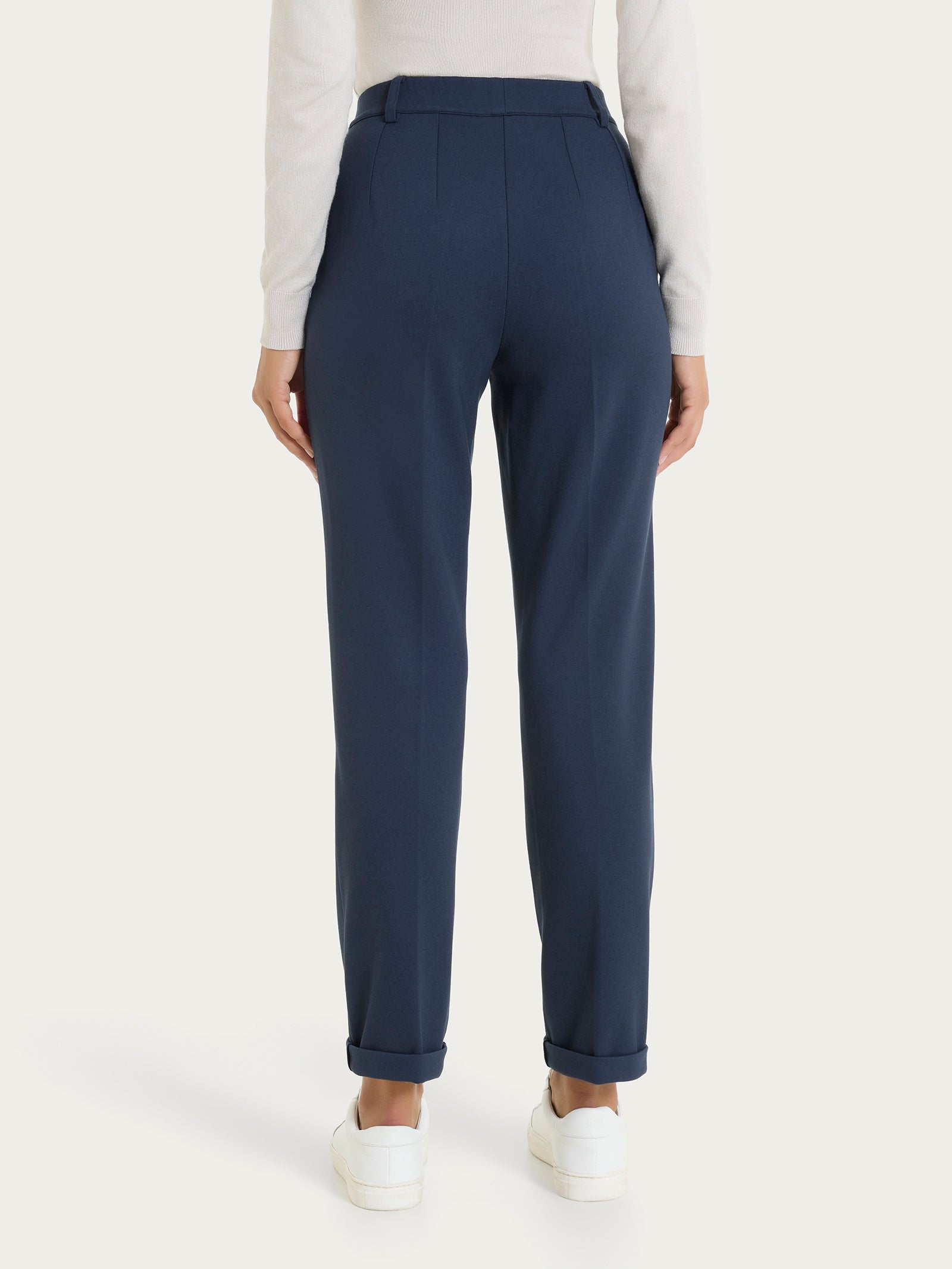 Ragno Cashmere Compact Pantalone Dritto Donna Bleu Tasche