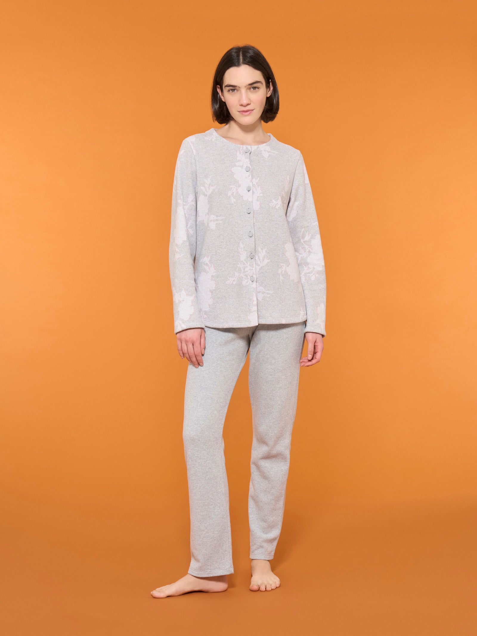 Ragno Cotton Eco Pile pigiama aperto floreale vapore caldo