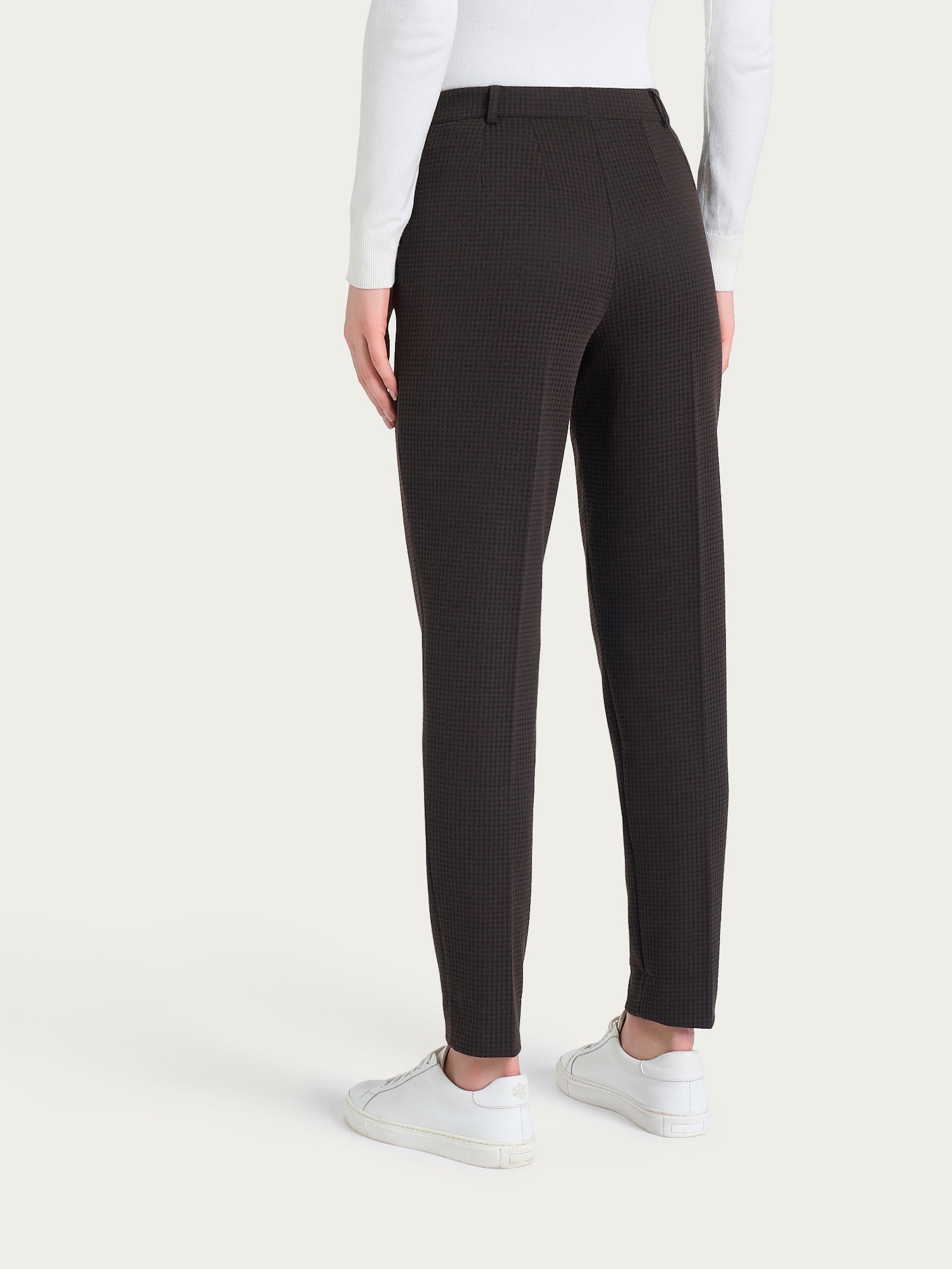 Ragno Eco Jacquard Pantalone Chino Slim Micro Check Chocolate Torte
