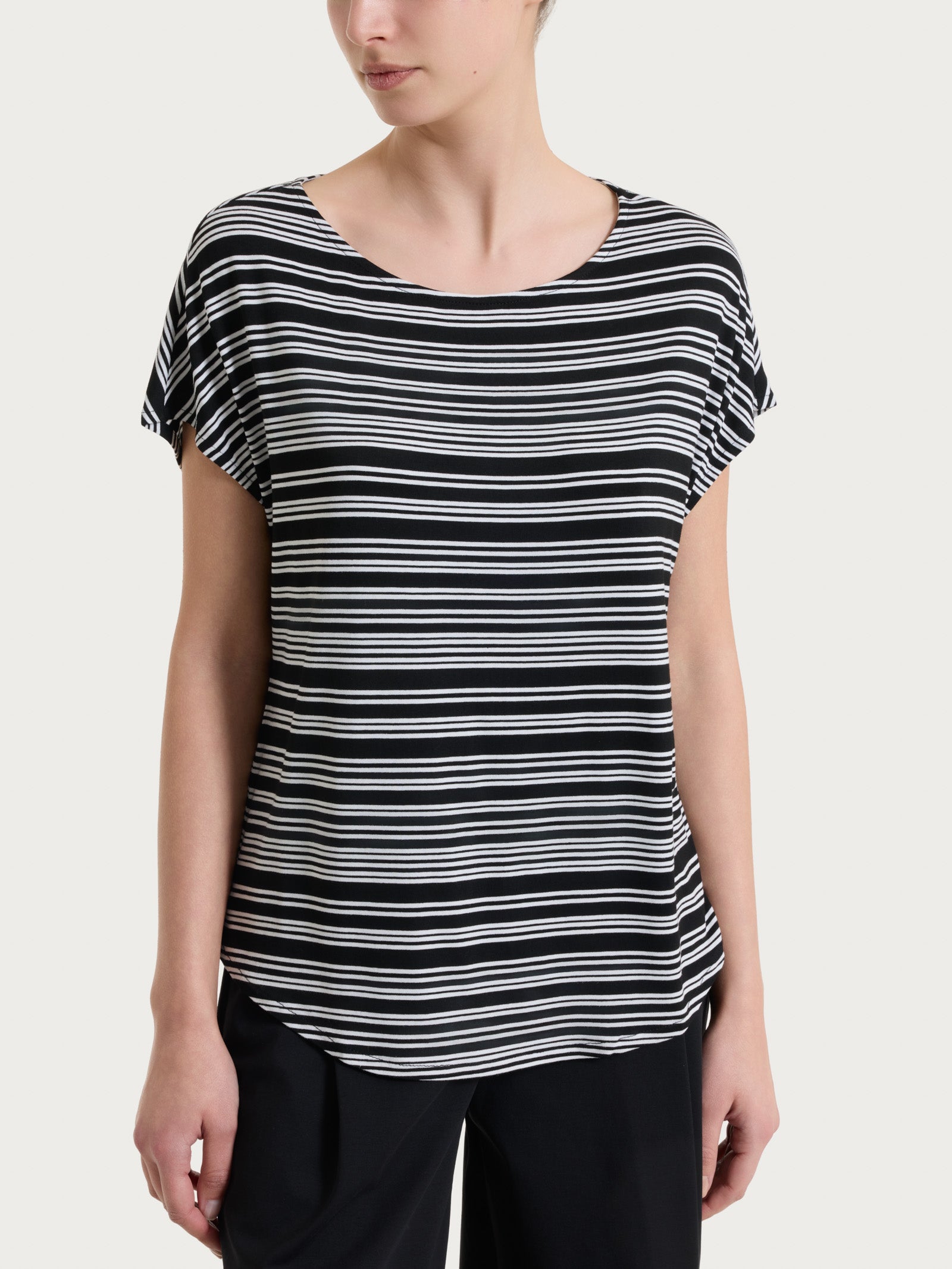 Ragno Viscosa Summer Maglietta Righe Fant. Nero Leggera