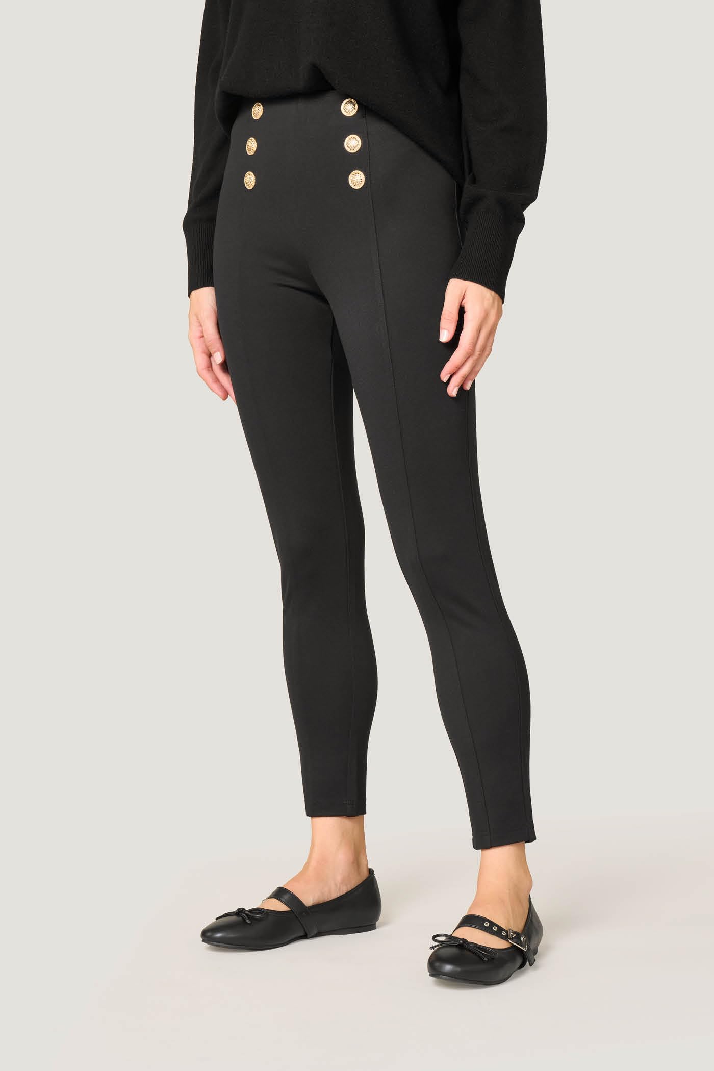 Goldenpoint pantaloni skinny con bottoni misto viscosa