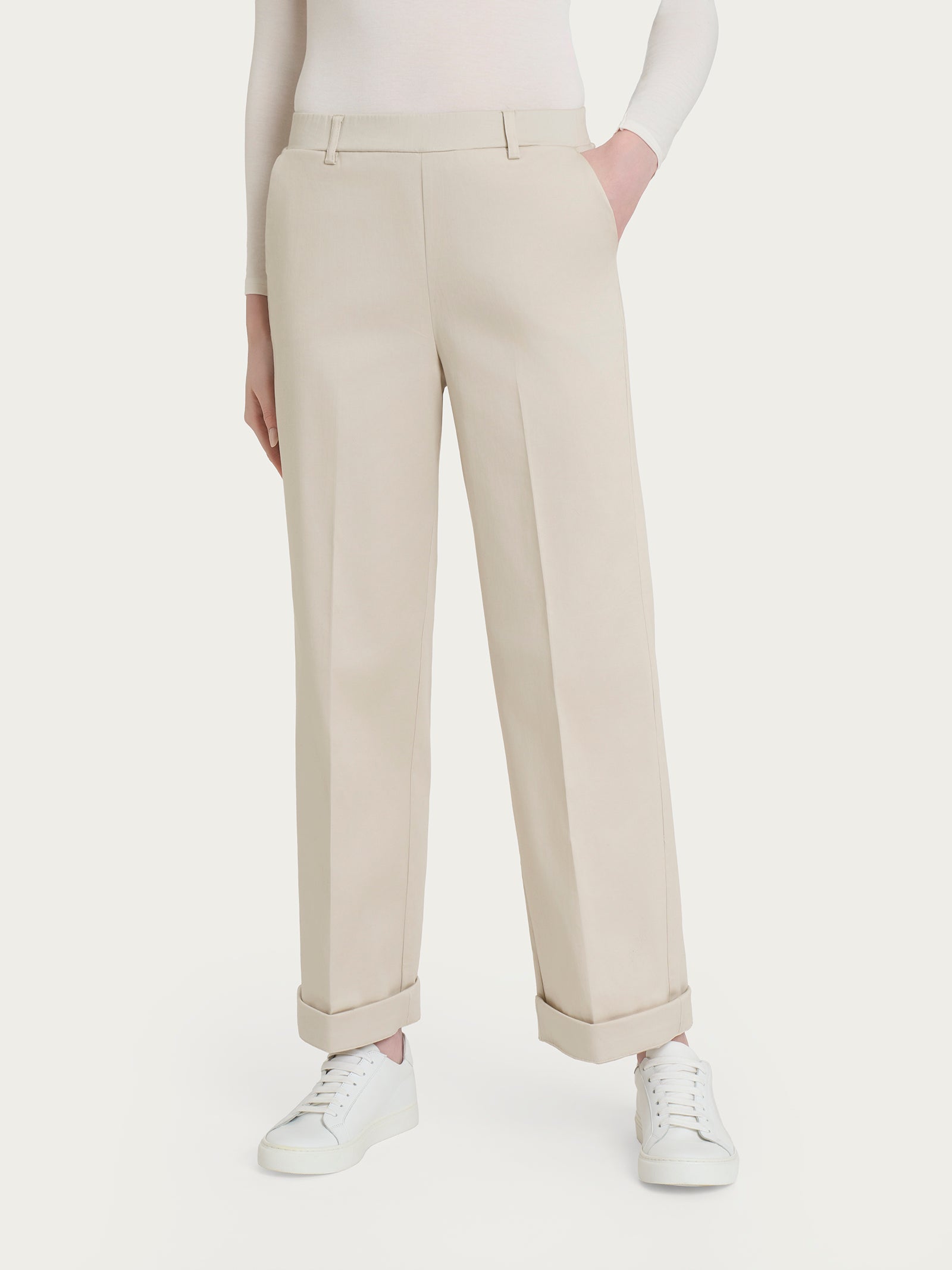 Ragno Satin Power pantalone dritto tasche risvolto Champignon
