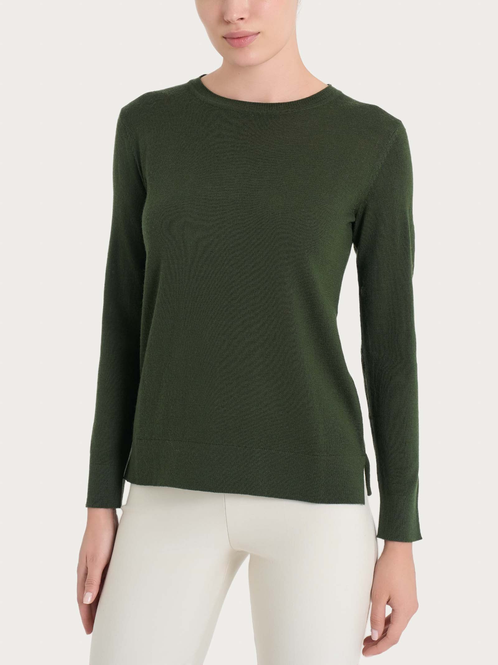 Ragno Merino Soft maglia girocollo Kombu Green calda