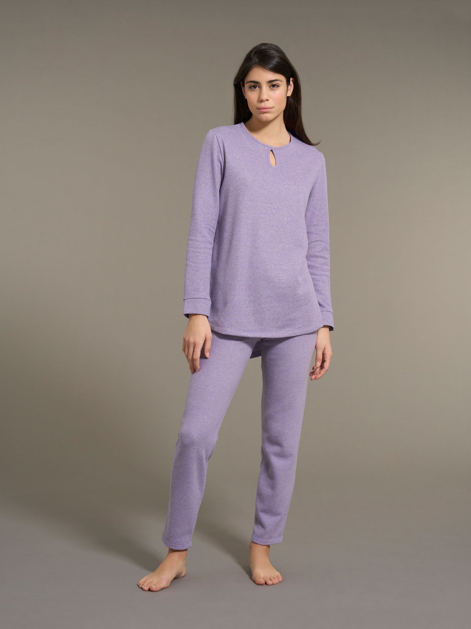Ragno Sweet Emotion Pigiama Lungo Goccia Eco Pile Lilla