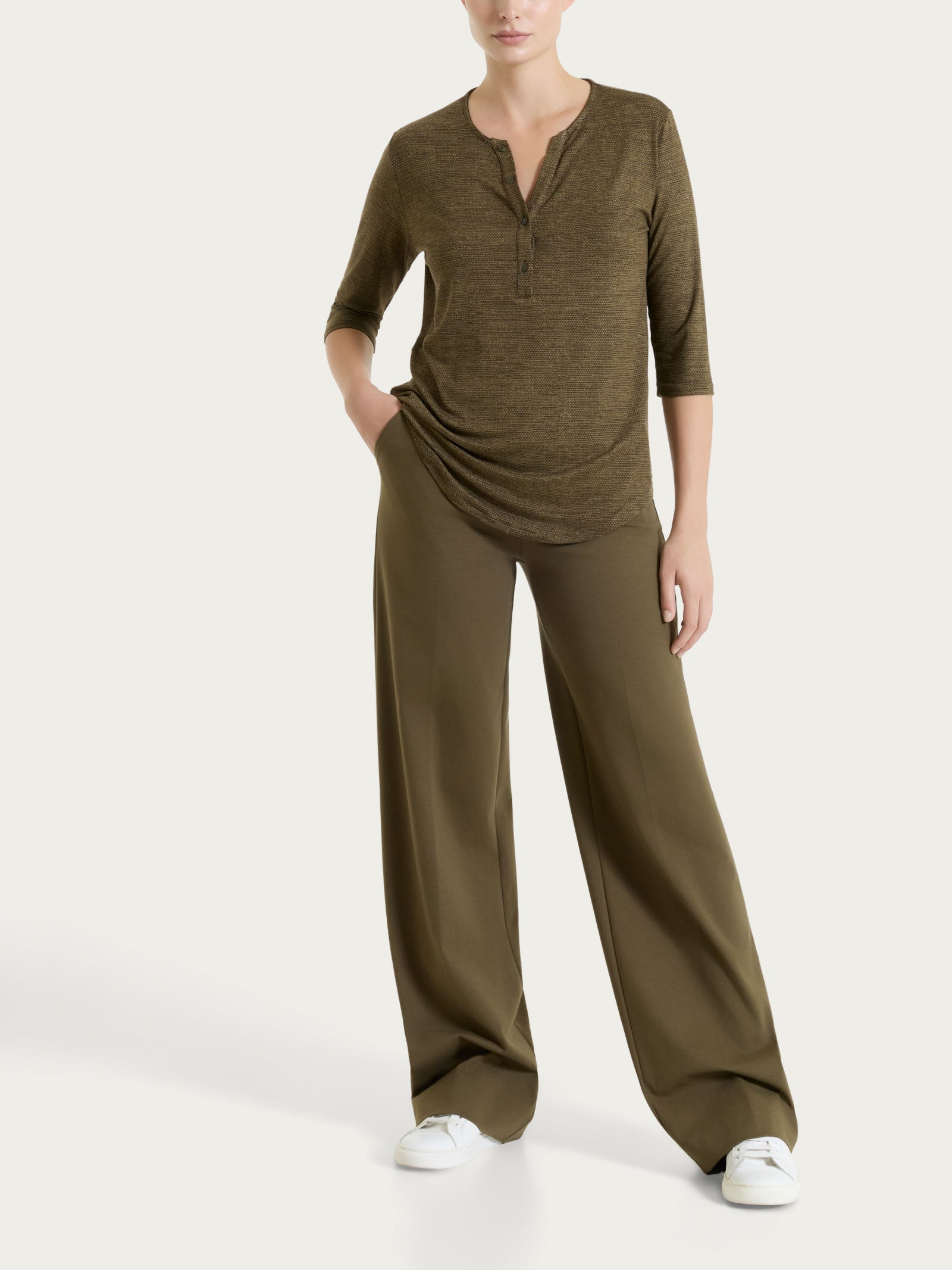 Ragno Perfetta Revolution Maglietta Collo Serafino Viscosa Military Olive