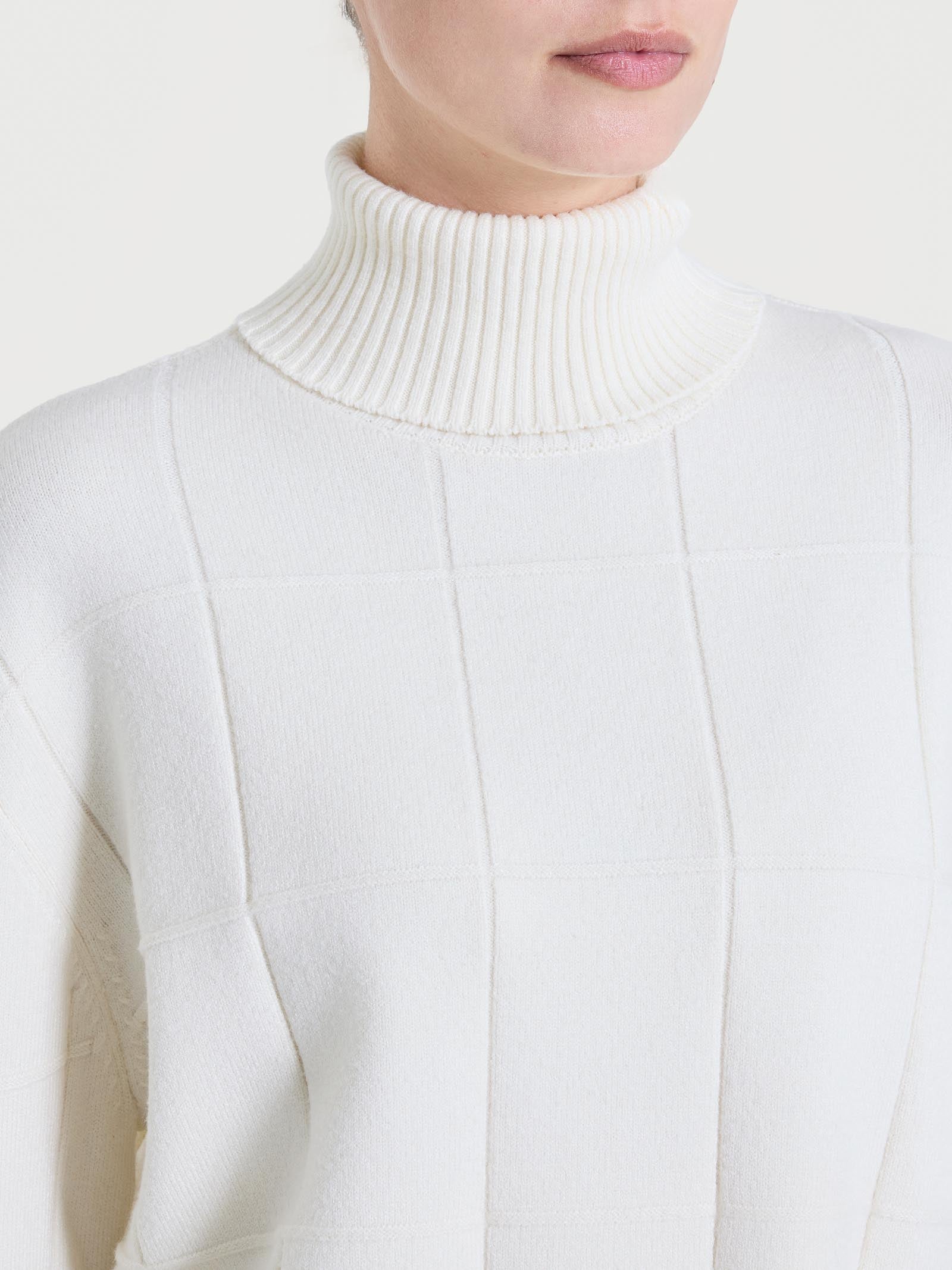 Ragno Dolcevita Check in Super Soft Maglia Avorio Boxy