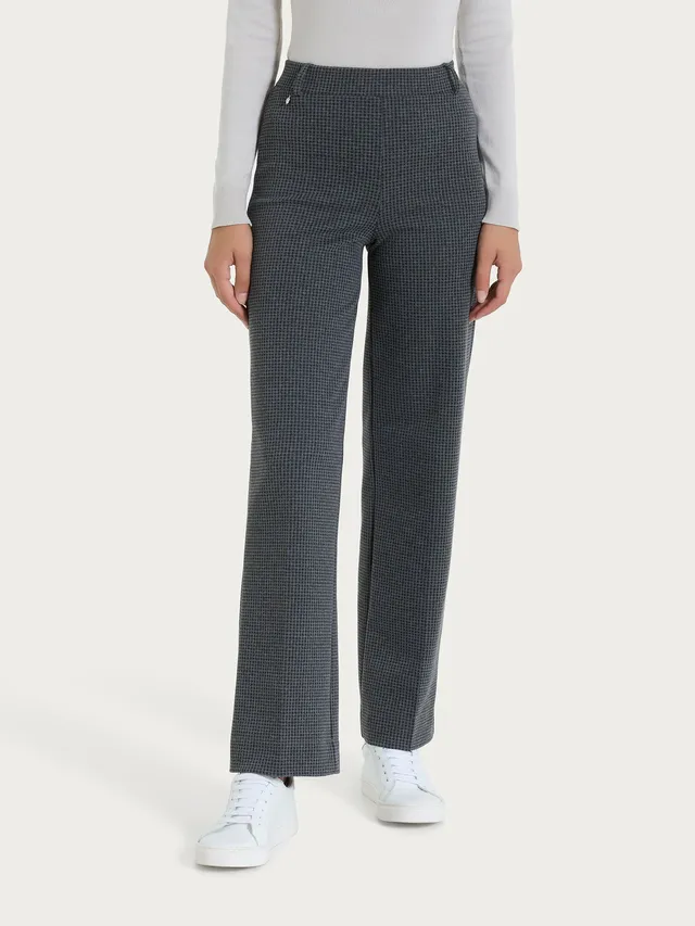 Ragno Wide Leg Pantalone ampio pantalone micro check ardesia