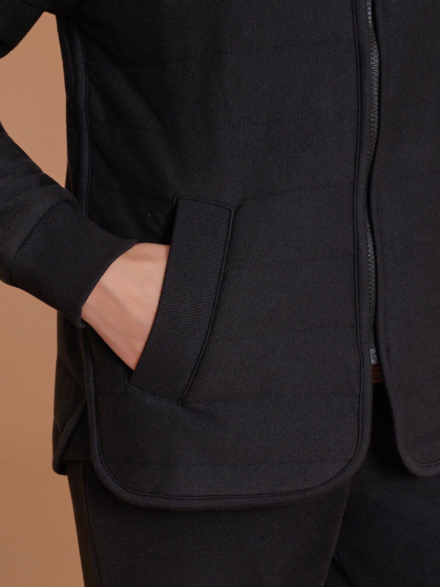 Ragno Homewear giacchina zip trapuntino nero