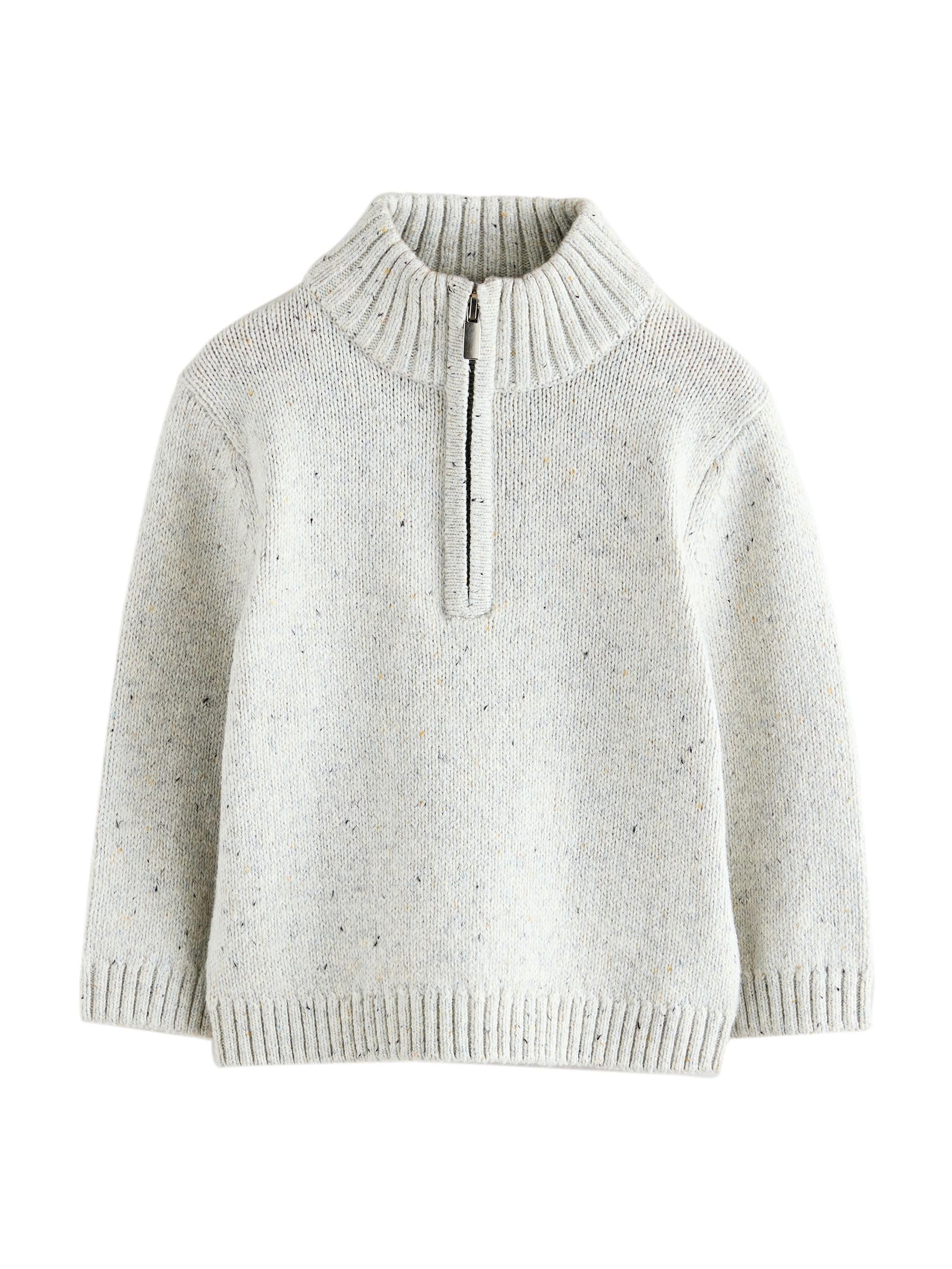 Next Ragazzo maglione zip corta ecru cream 92-98