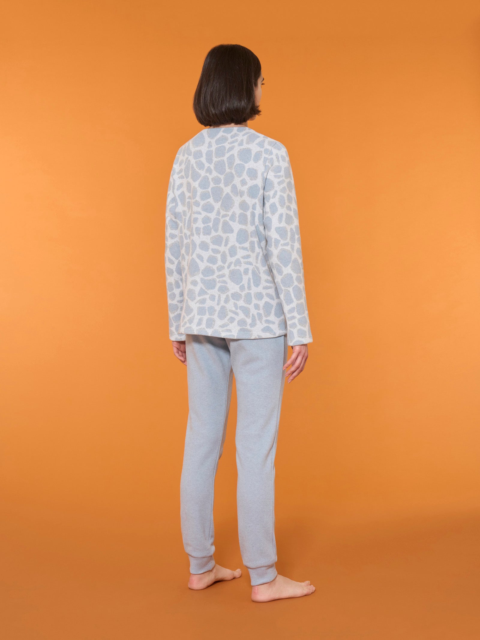 Ragno Cotton Eco Pile Pigiama serafino animalier Nebbia